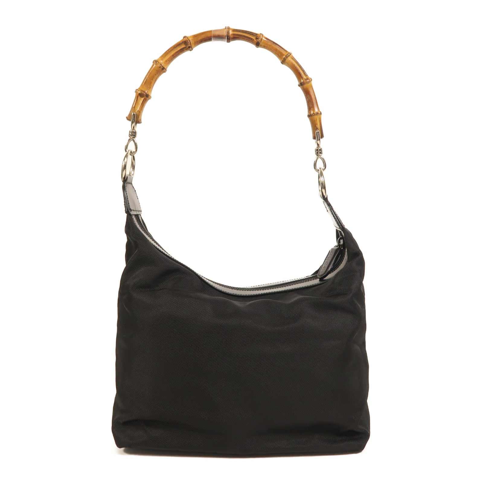 GUCCI 尼龍/漆皮皮革Shoulder Bag銀扣肩背袋