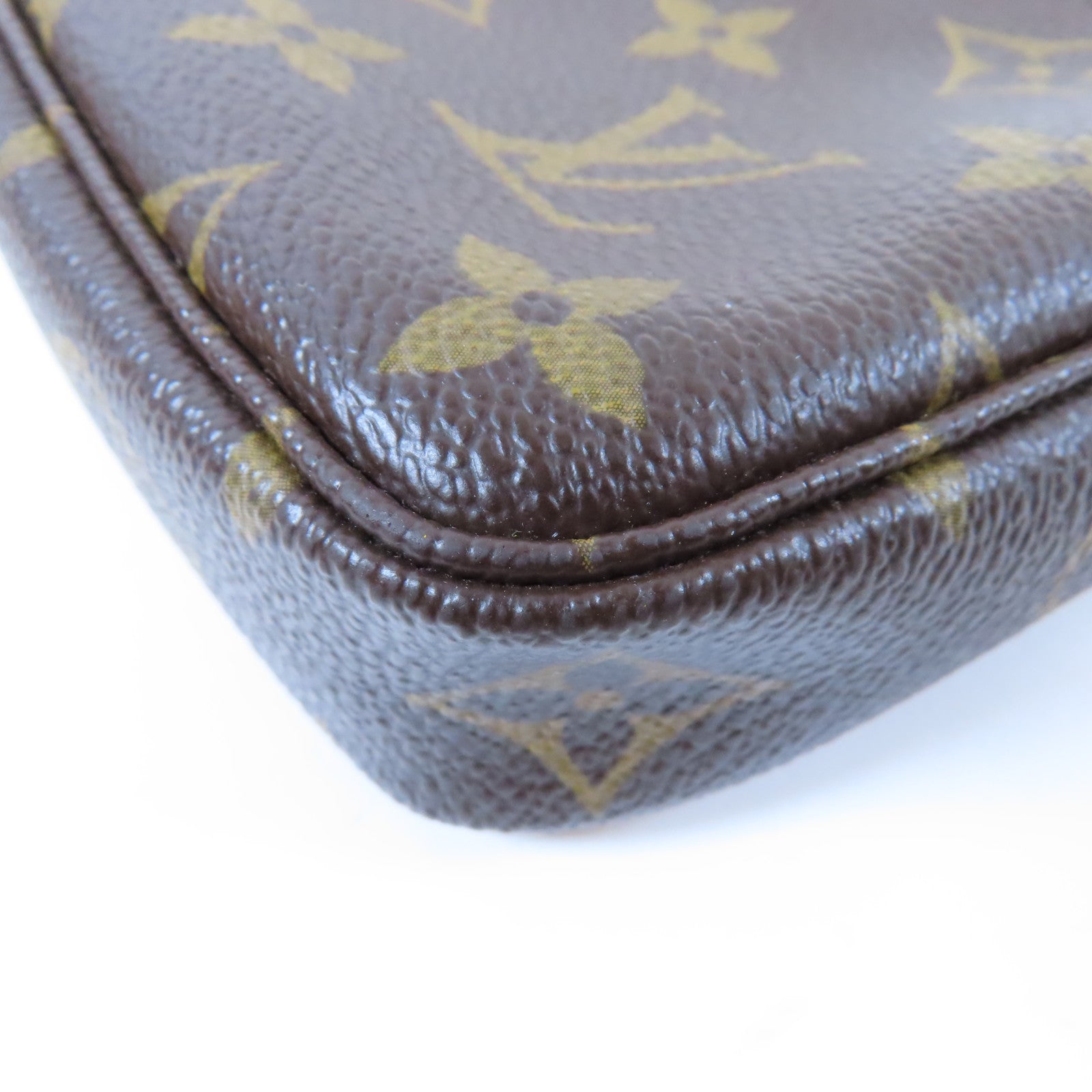 LOUIS VUITTON Monogram Hand Pouch金扣鏈帶手挽袋啡色