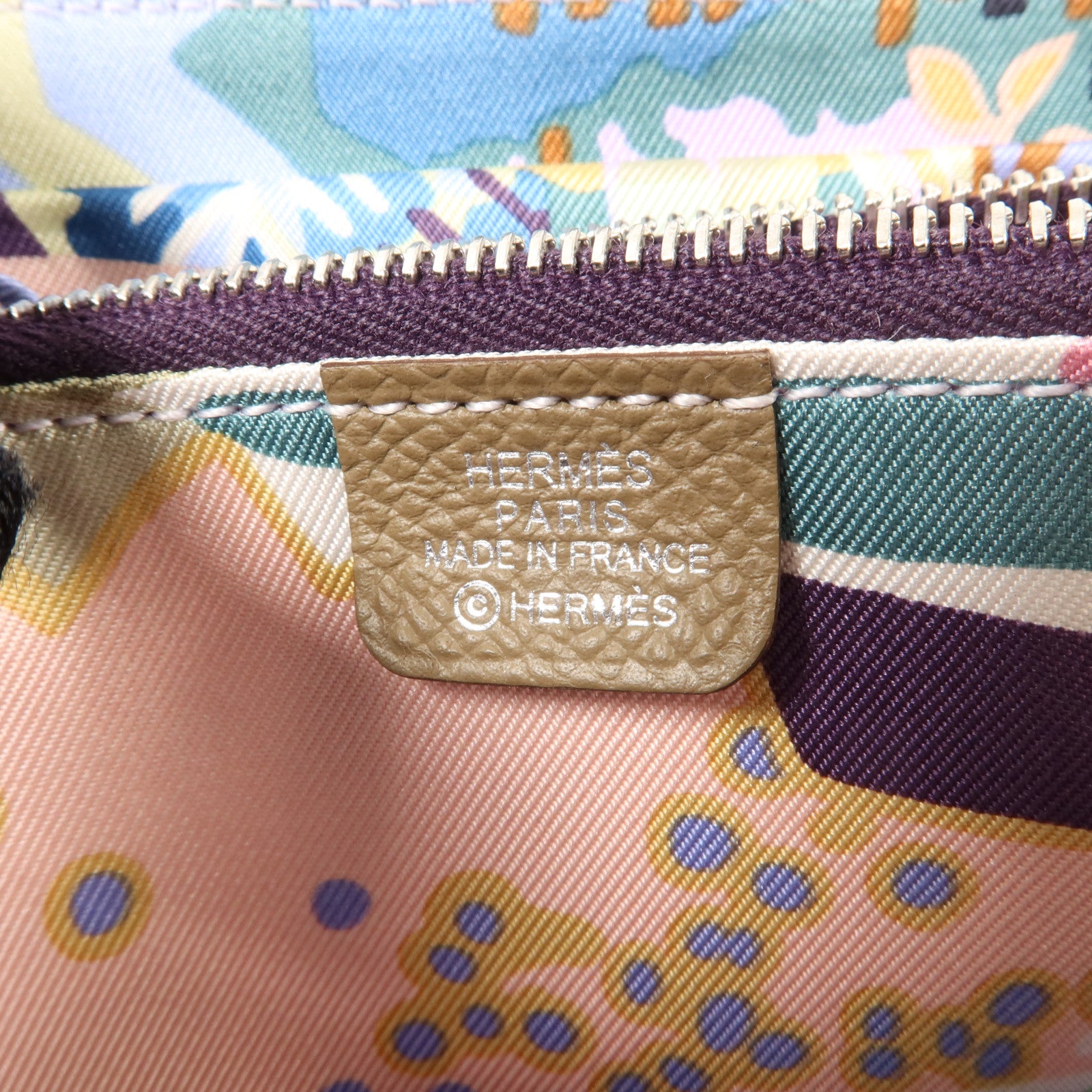 HERMES Epsom皮革Silk In Compact Wallet錢包Etoupe