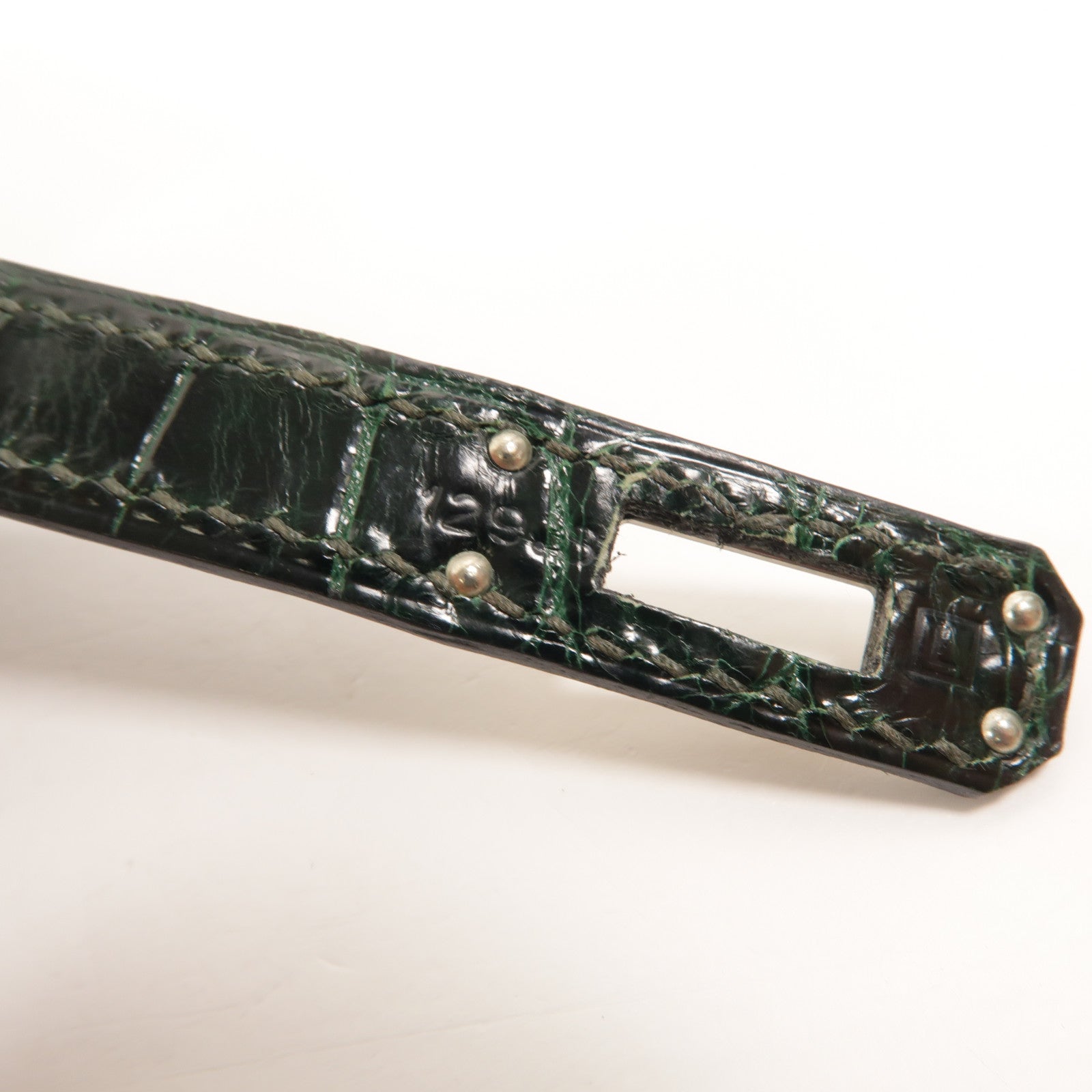 HERMES Alligator皮革Kelly Pochette手挽袋Vert Fonce