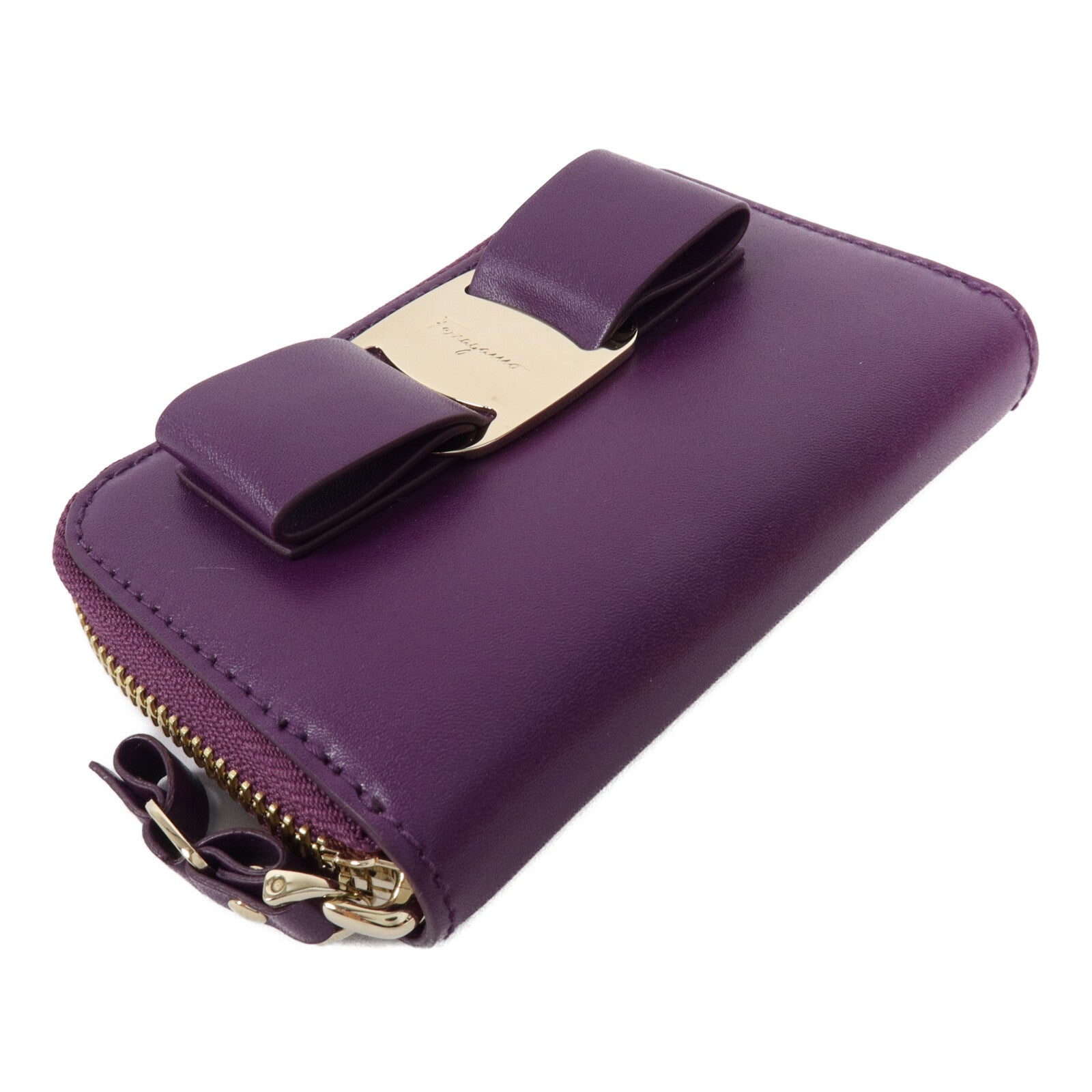 Salvatore Ferragamo 牛皮皮革Vara Bow Coin Purse零錢包/卡片套