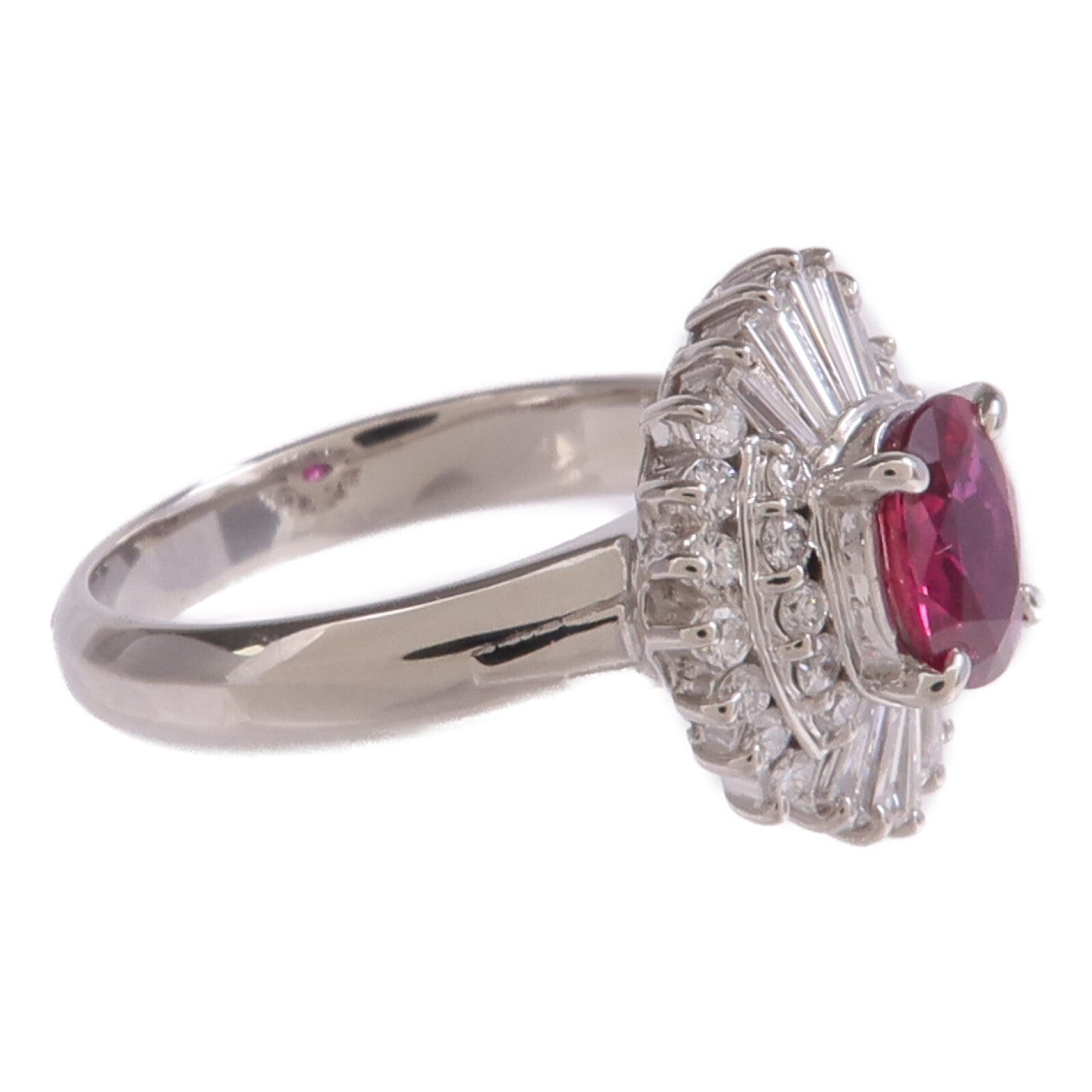 JEWELRY PT900鉑金Ruby Diamond Ring紅寶石/鑽石戒指US#4.75