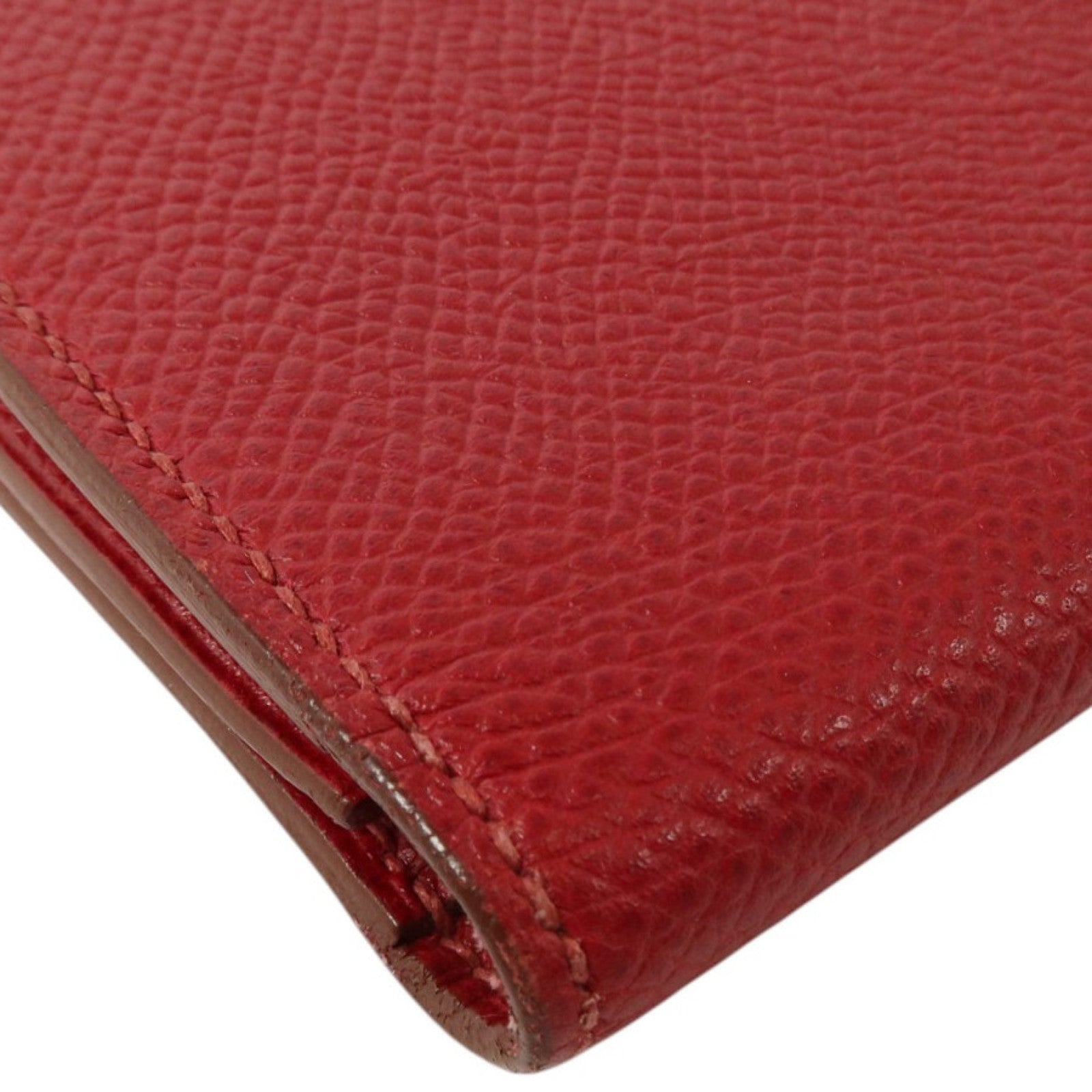HERMES Epsom皮革Bearn Long Wallet銀扣長錢包Rouge Grenade