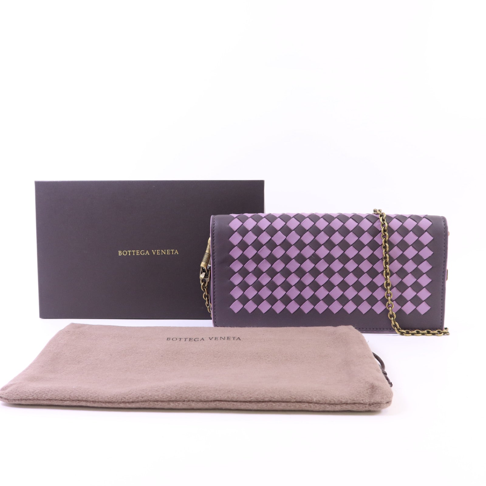 BOTTEGA VENETA 【激減優惠】牛皮皮革Intrecciato Chain鏈帶肩背袋