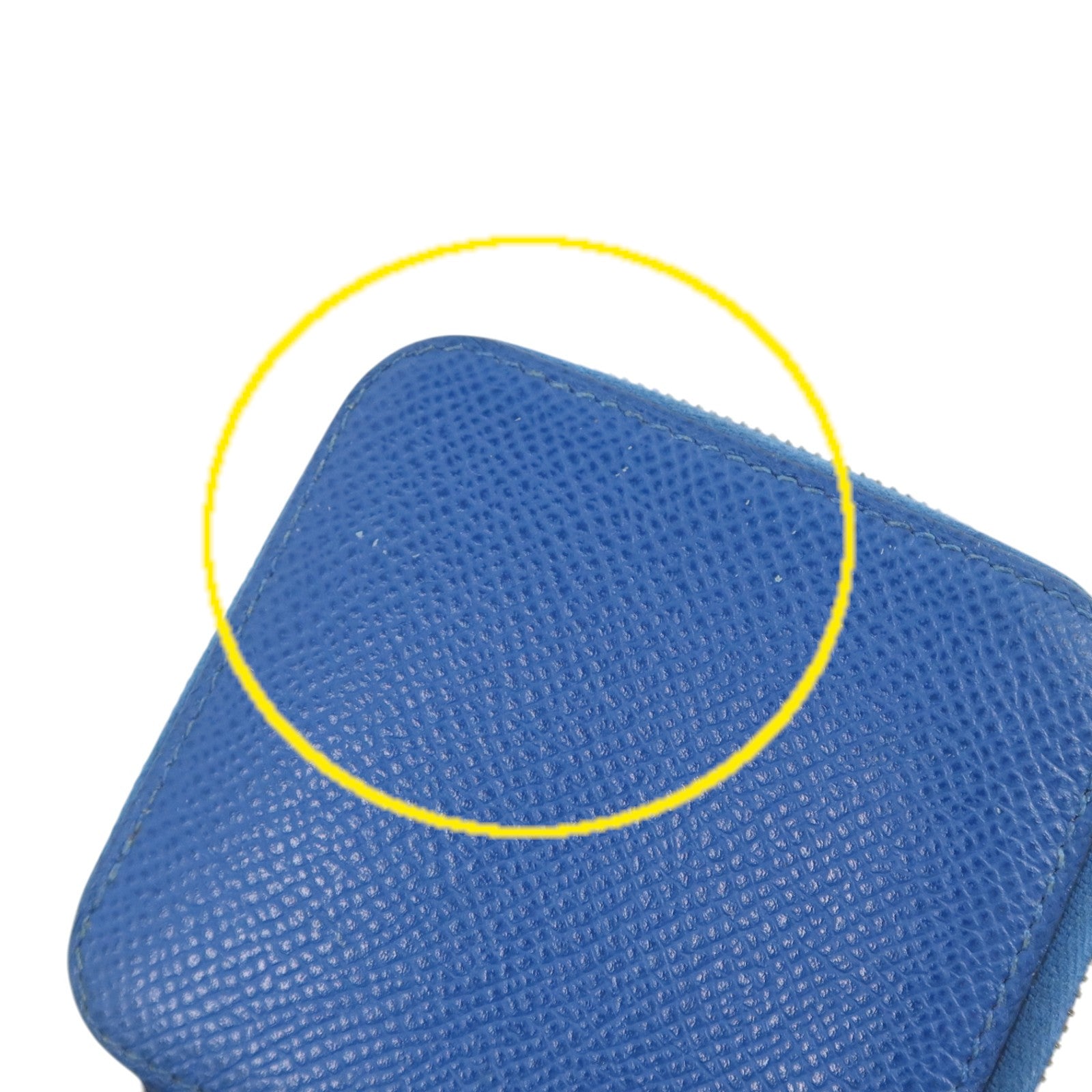 HERMES Epsom皮革Silk In Coin Purse銀扣零錢包Bleu Electrique