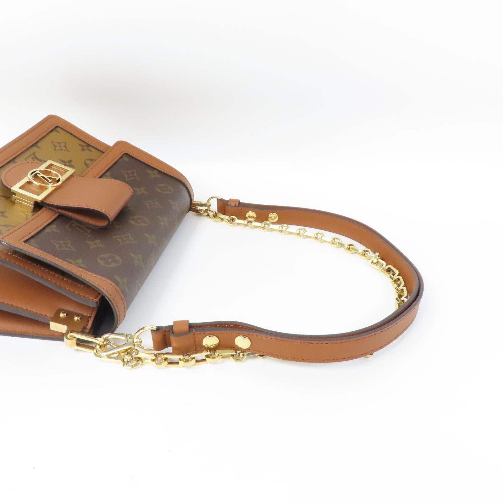 LOUIS VUITTON Monogram Dauphine金扣肩背袋啡色