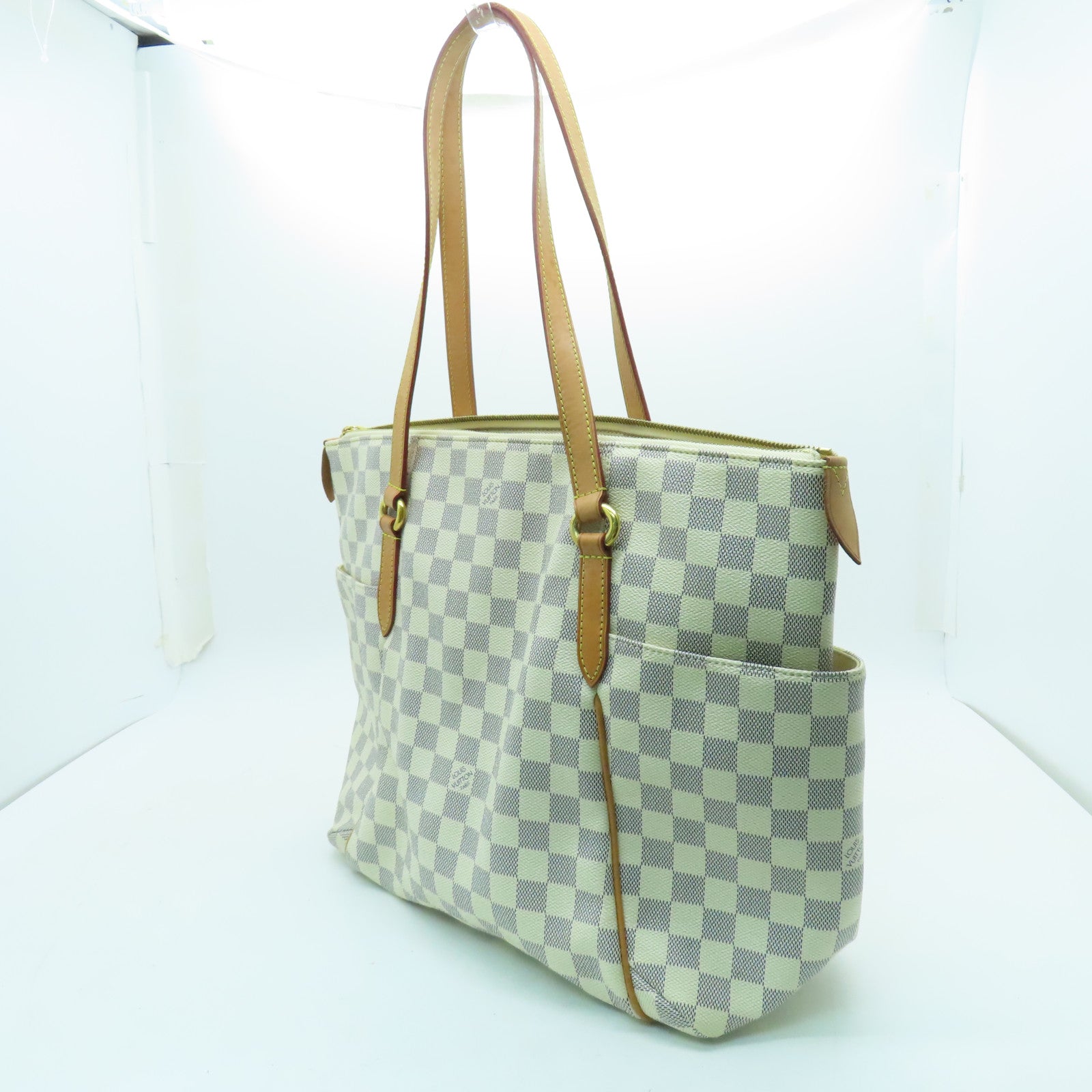 LOUIS VUITTON 【清倉大減價】Damier Totally MM金扣肩背袋米白色
