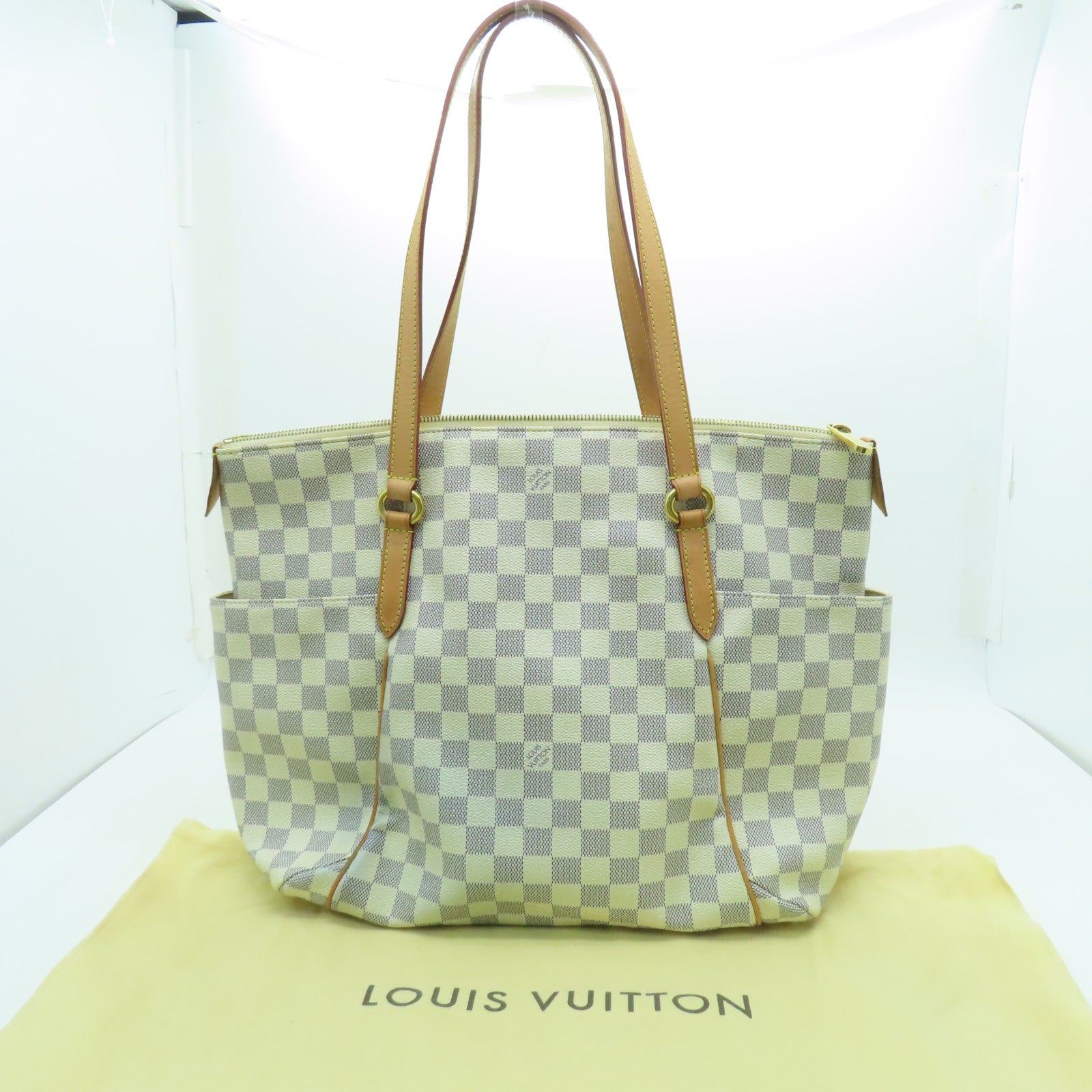 LOUIS VUITTON 【清倉大減價】Damier Totally MM金扣肩背袋米白色