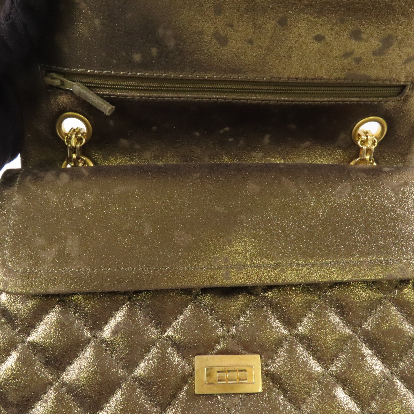 CHANEL CC GHW 2.55 Chain Shoulder Bag Calfskin Leather Gold