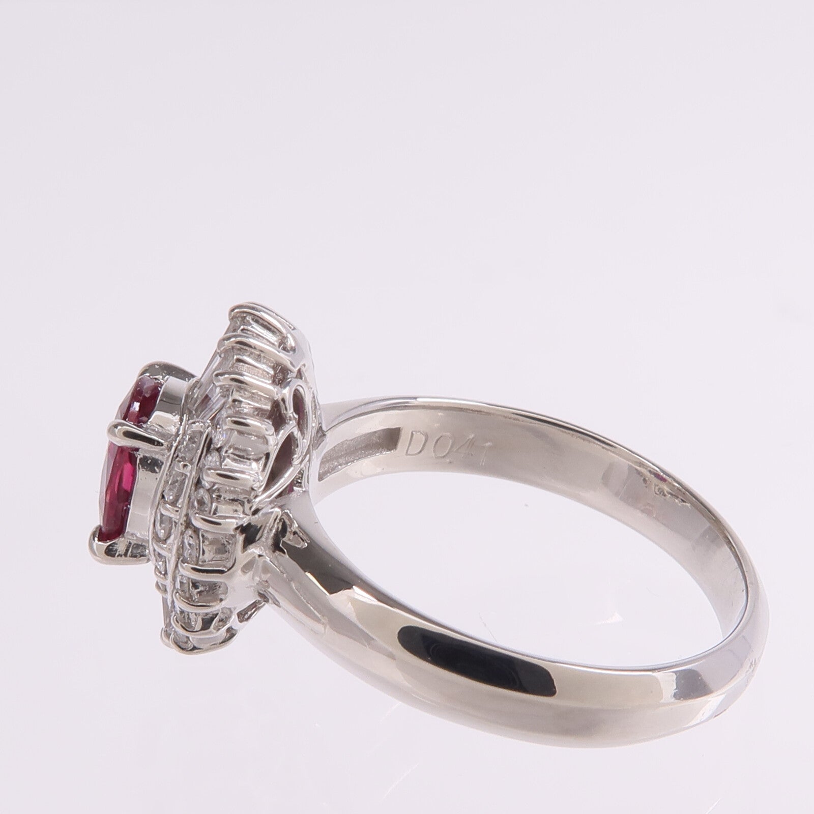 JEWELRY PT900鉑金Ruby Diamond Ring紅寶石/鑽石戒指US#4.75