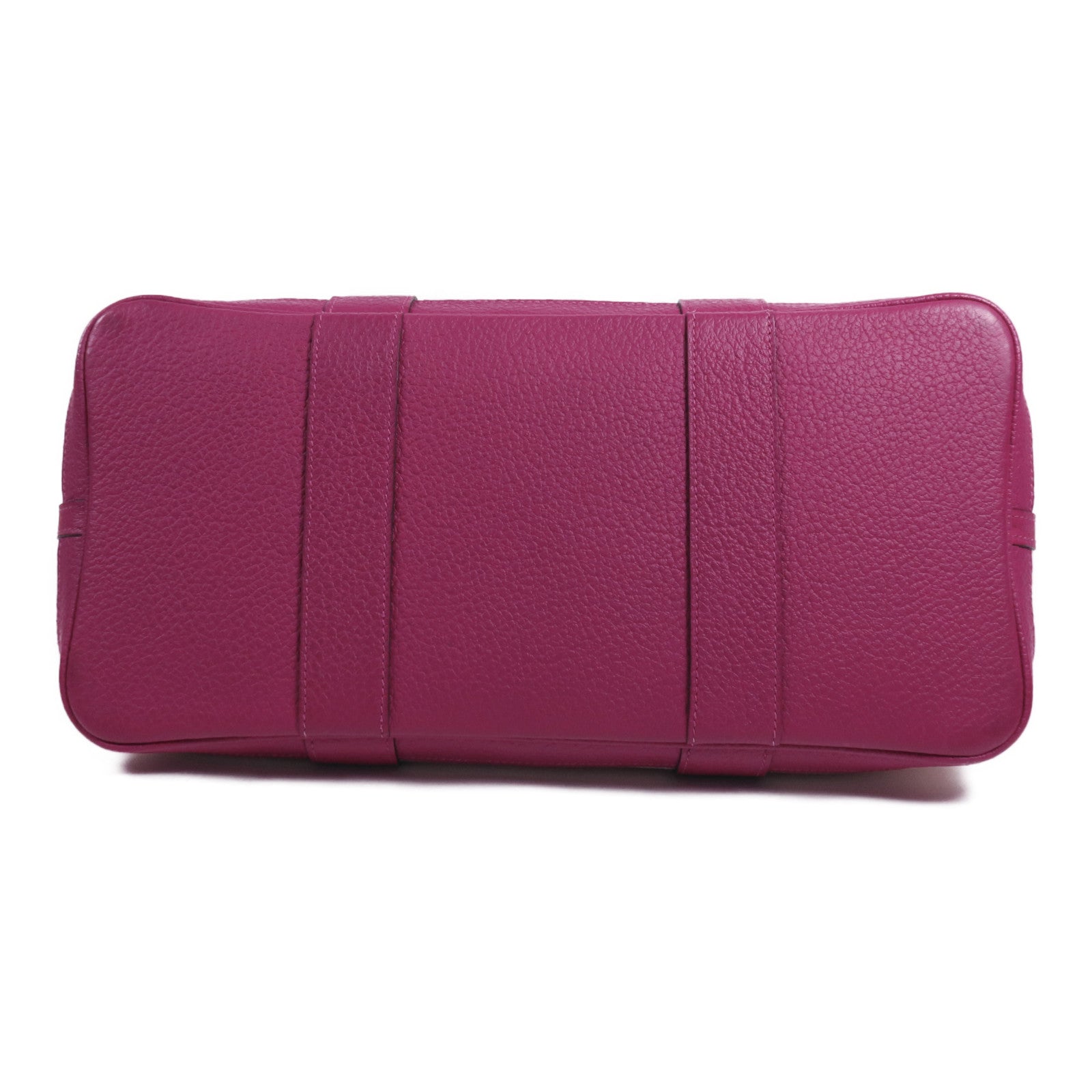 HERMES 帆布/皮革Garden Party PM銀扣手挽袋Rose Pourpre