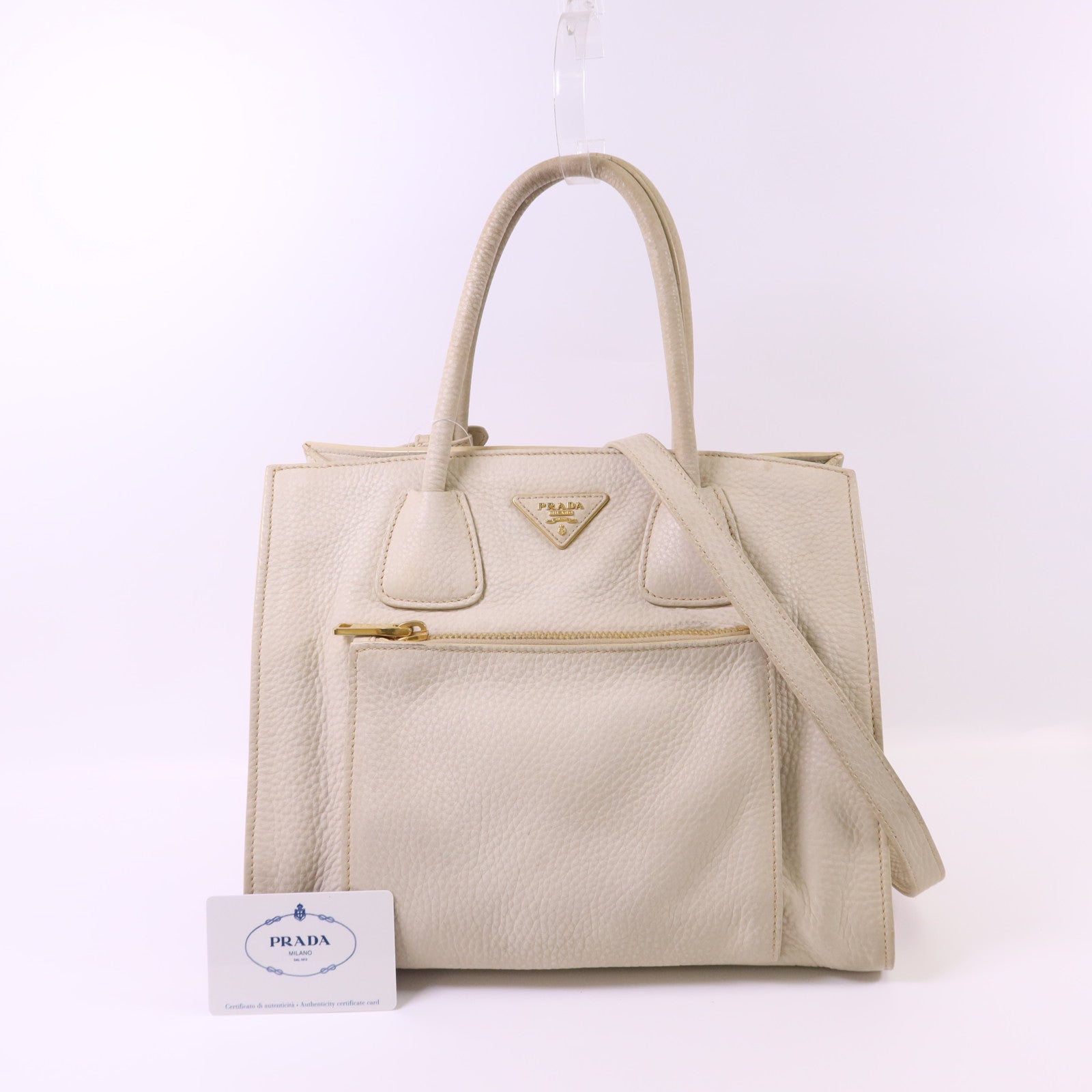 PRADA 牛皮皮革2 Way Shoulder Bag金扣手挽肩背兩用袋