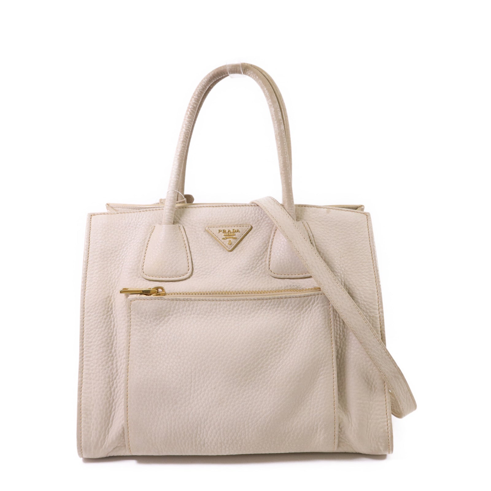 PRADA 牛皮皮革2 Way Shoulder Bag金扣手挽肩背兩用袋