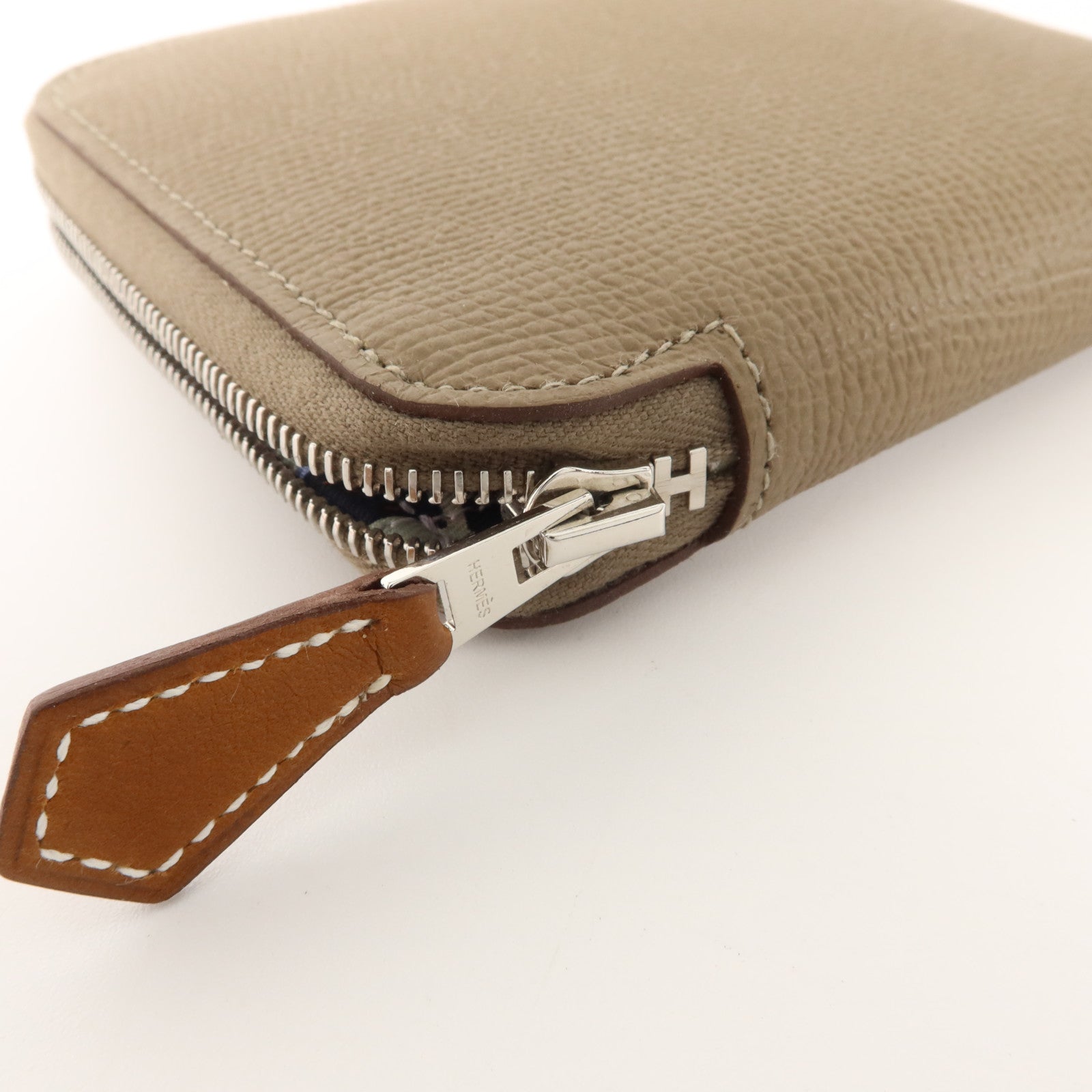 HERMES Epsom皮革Silk In Compact Wallet錢包Etoupe