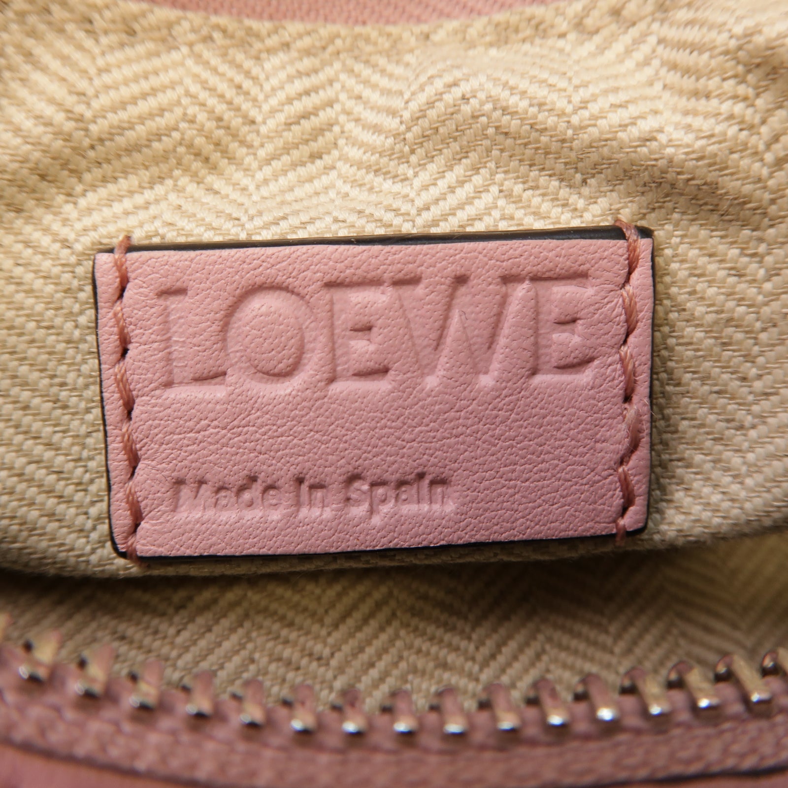 LOEWE 牛皮皮革Puzzle銀扣手挽肩背兩用袋粉紅色