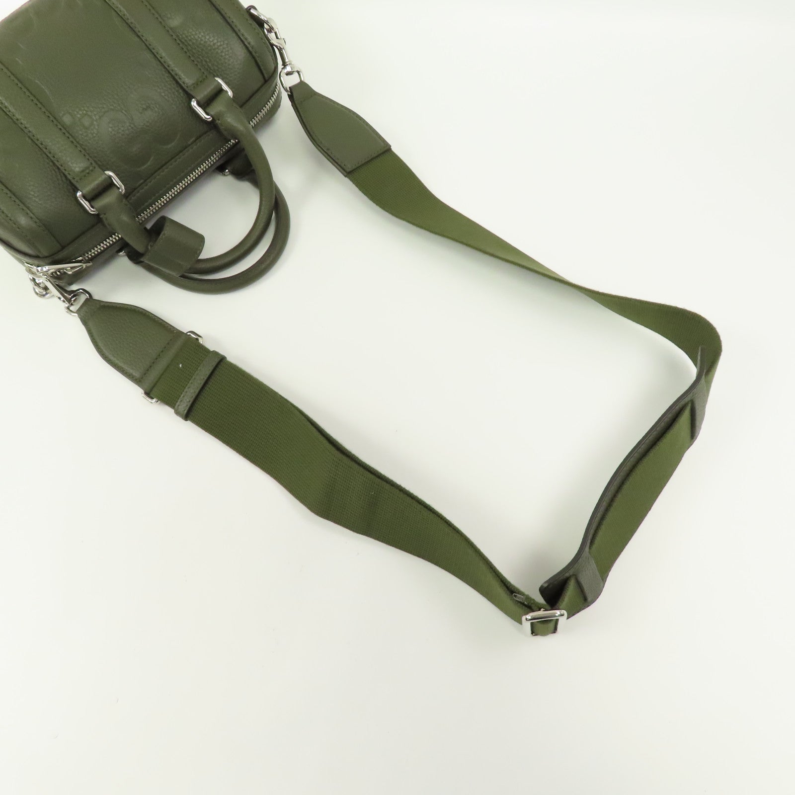 GUCCI GG SHW Mini Jumbo GG Duffle 2 Way Shoulder Hand Bag Calfskin Leather Green