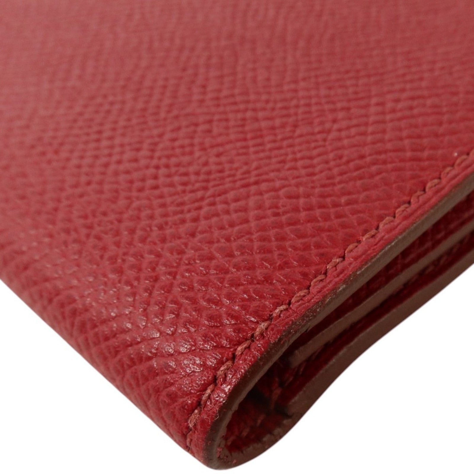 HERMES Epsom皮革Bearn Long Wallet銀扣長錢包Rouge Grenade
