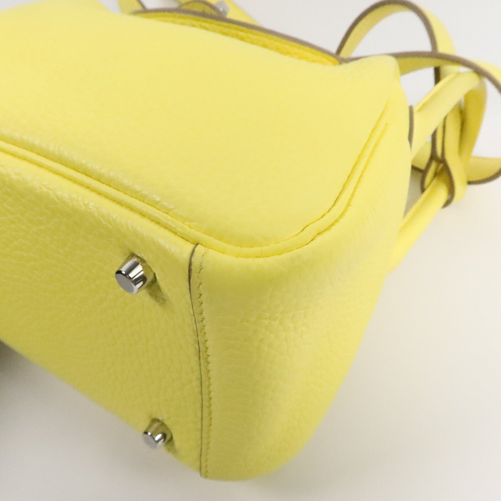 HERMES Mini Lindy金扣手挽肩背兩用袋Limoncello