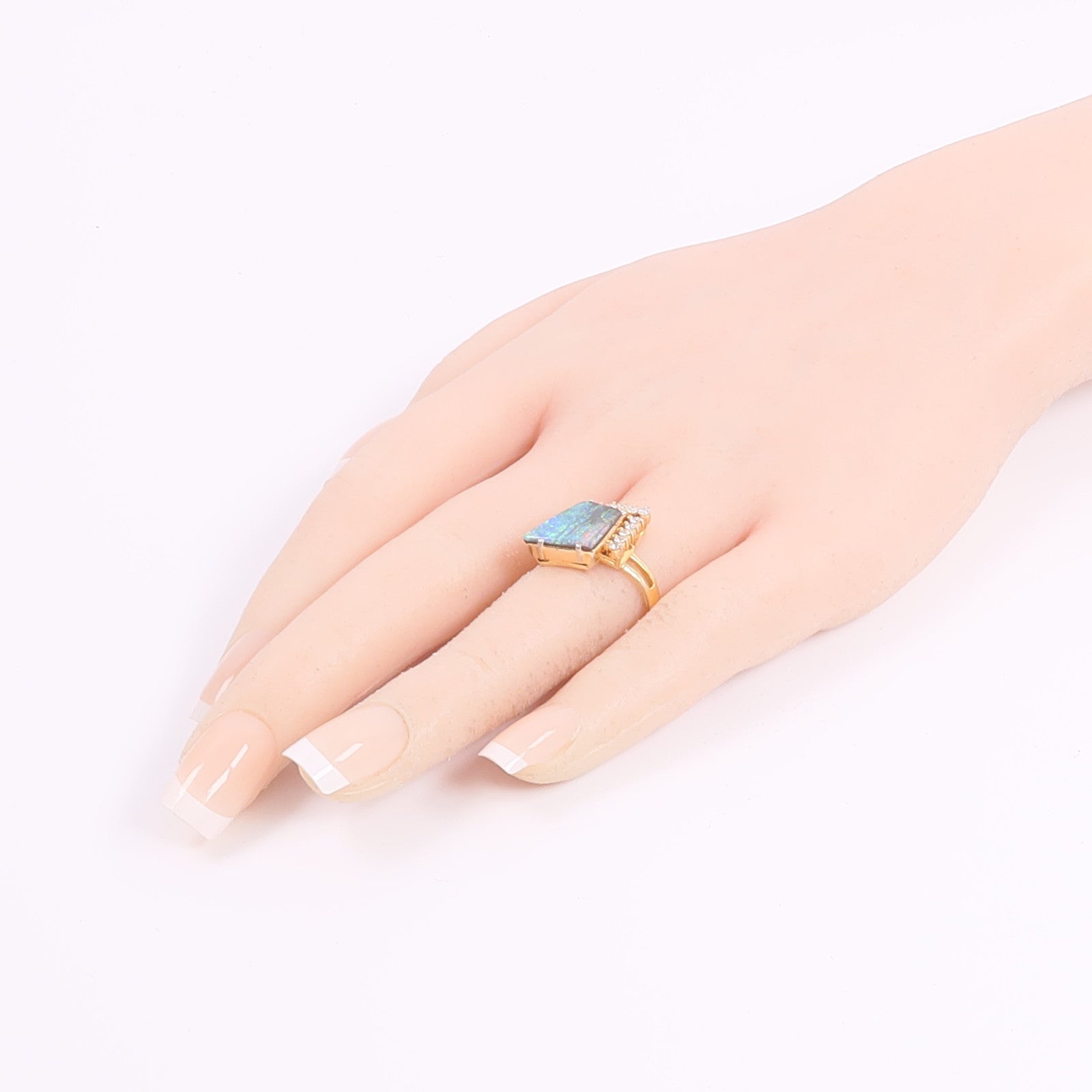 JEWELRY PT900鉑金Opal Diamond Ring蛋白石/鑽石戒指