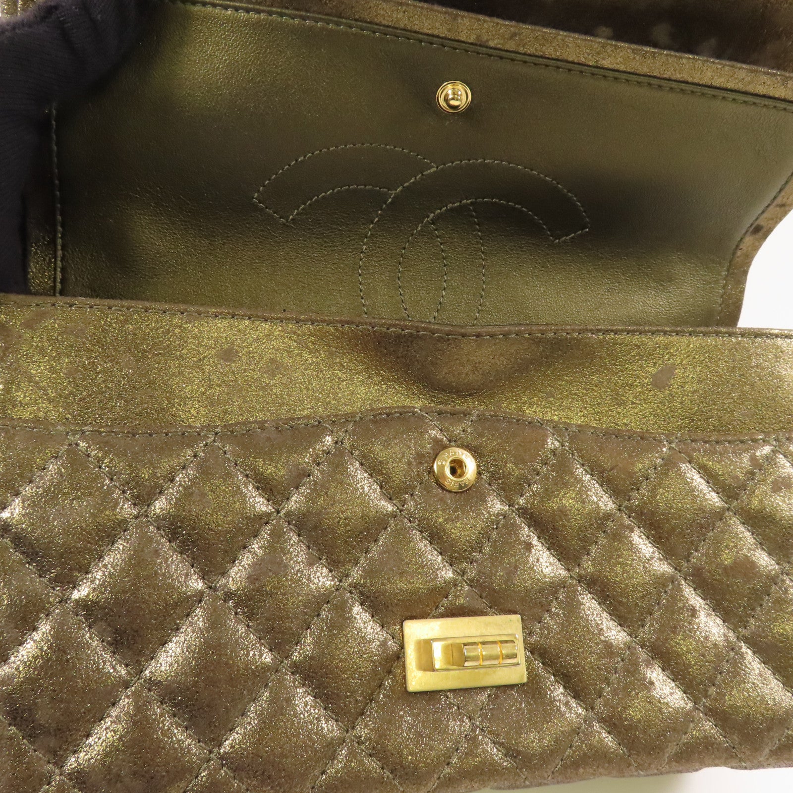 CHANEL CC GHW 2.55 Chain Shoulder Bag Calfskin Leather Gold