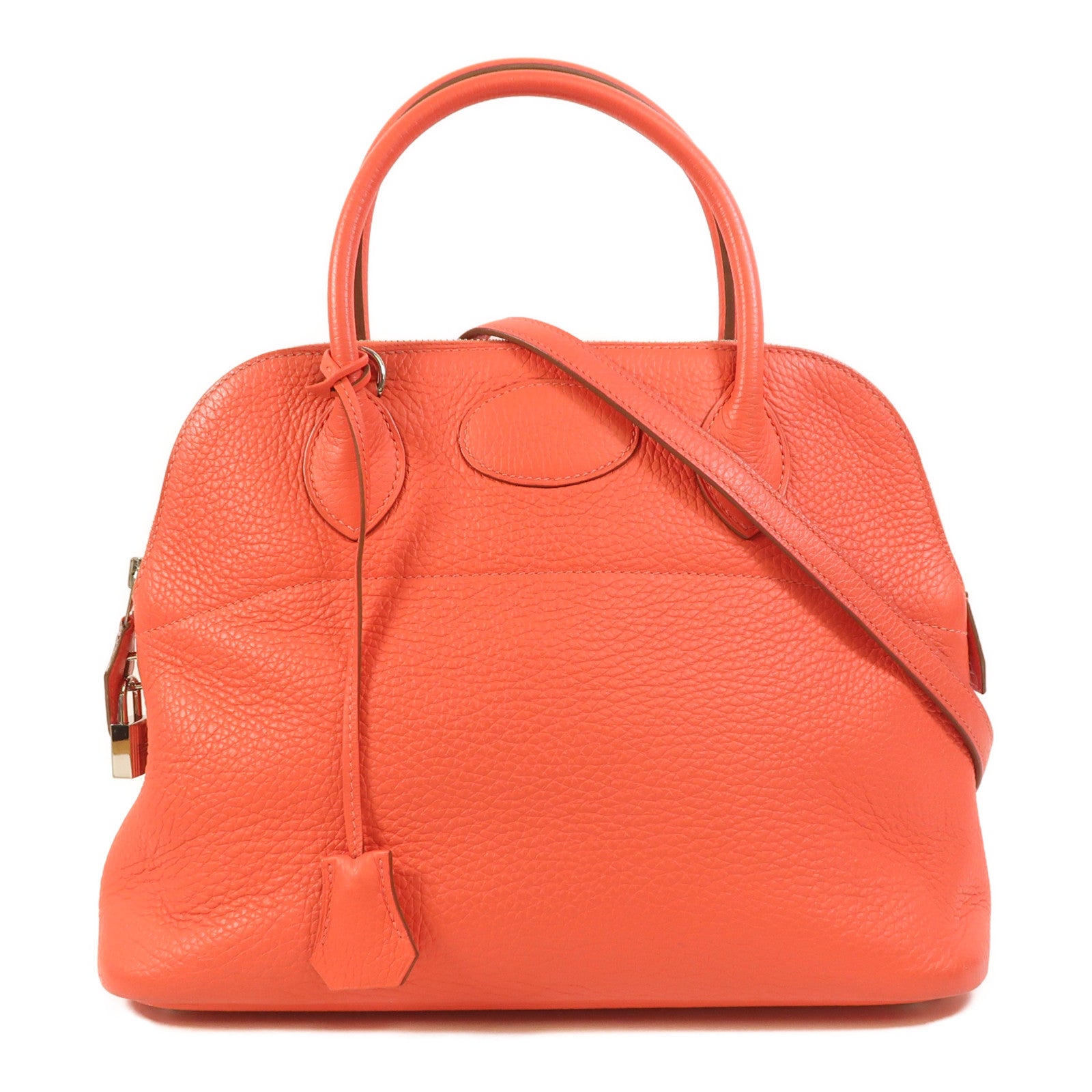 HERMES Clemence皮革Bolide 31銀扣手挽肩背兩用袋Rose Jaipur