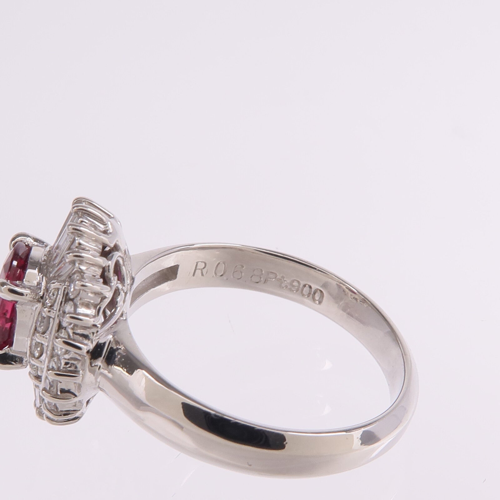 JEWELRY PT900鉑金Ruby Diamond Ring紅寶石/鑽石戒指US#4.75