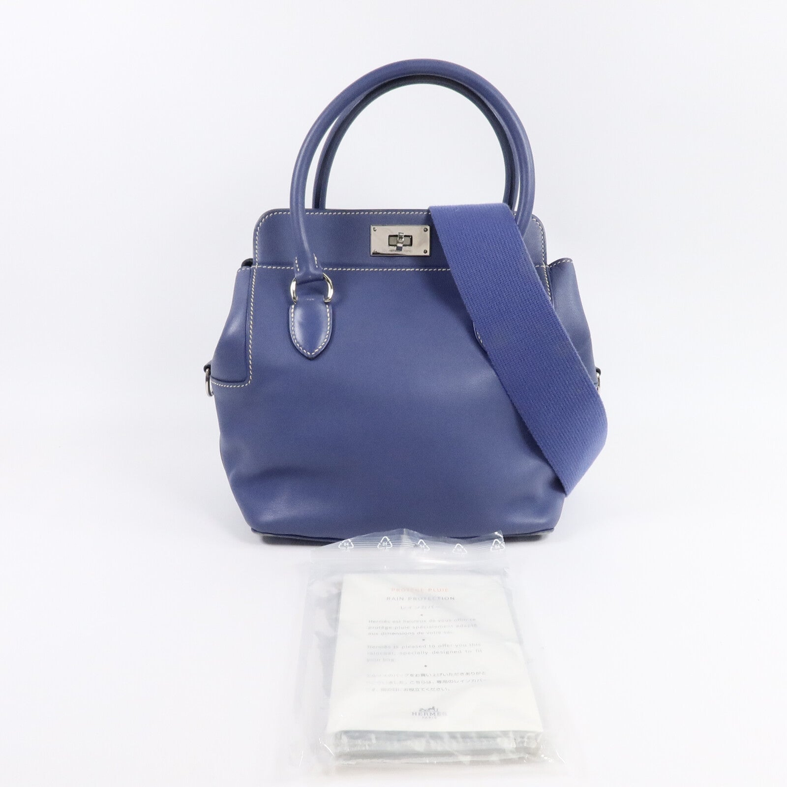 HERMES Evercolor皮革Tool Box 20手挽肩背兩用袋Bleu Agate