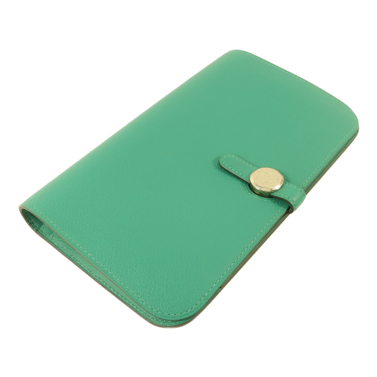 HERMES Evercolor皮革Dogon GM長錢包Vert Verone
