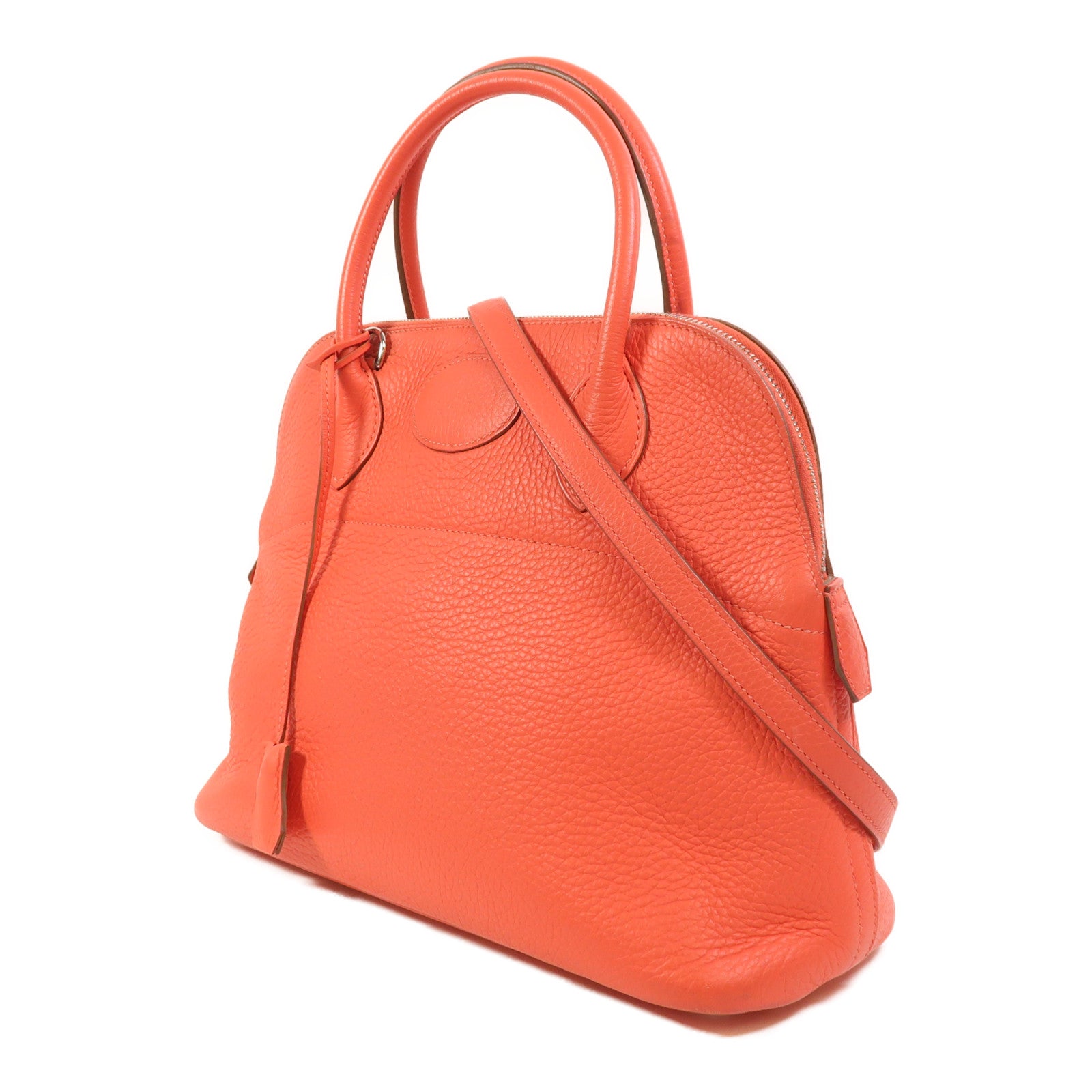 HERMES Clemence皮革Bolide 31銀扣手挽肩背兩用袋Rose Jaipur