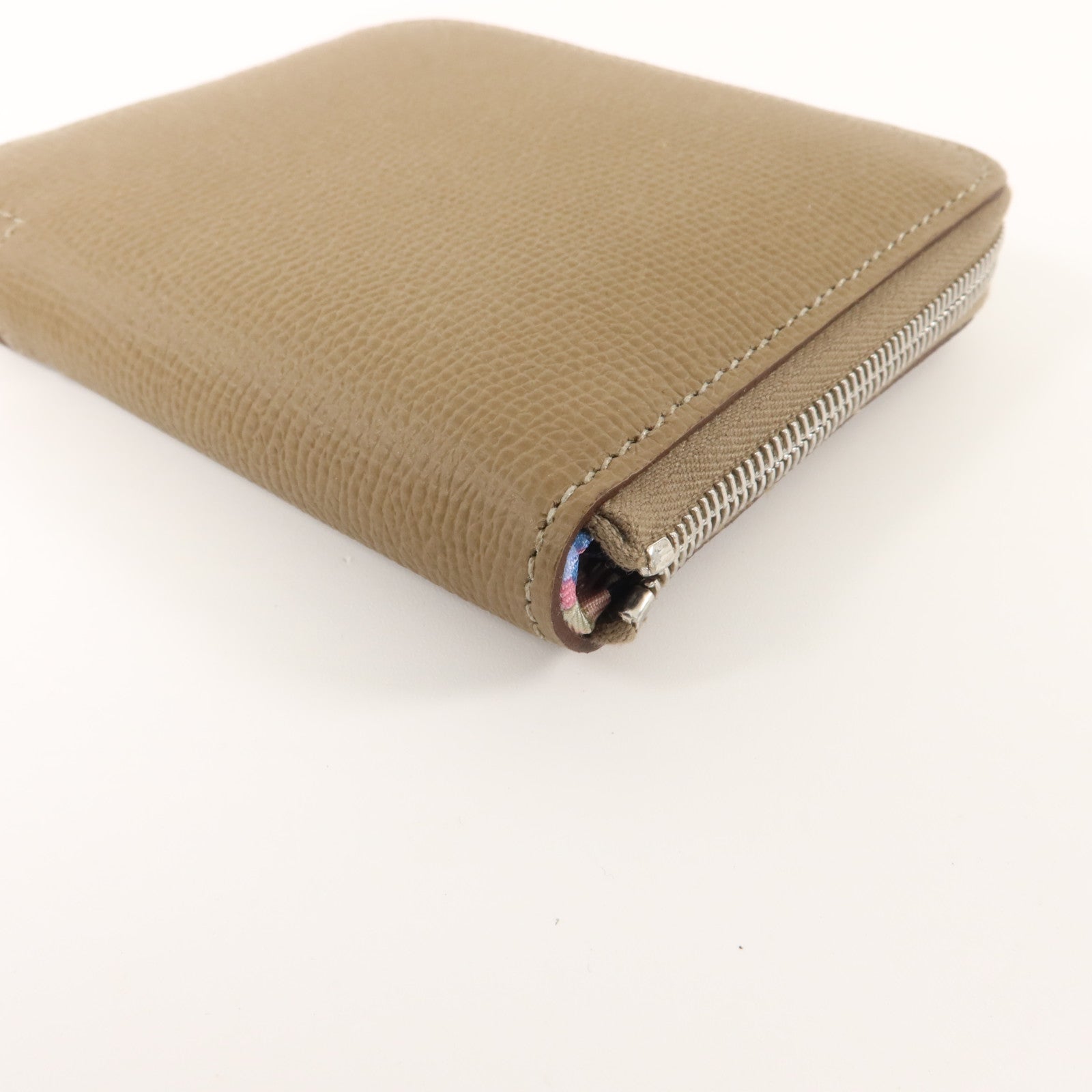 HERMES Epsom皮革Silk In Compact Wallet錢包Etoupe