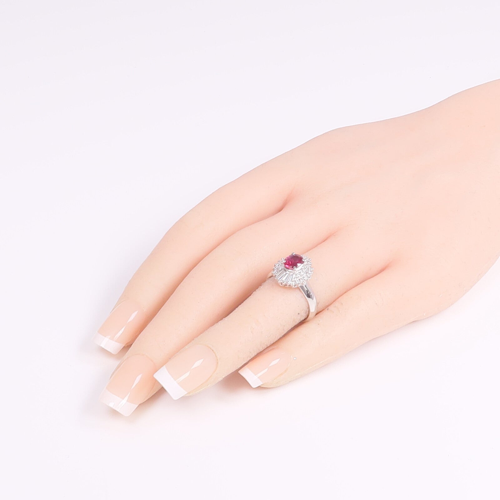 JEWELRY PT900鉑金Ruby Diamond Ring紅寶石/鑽石戒指US#4.75