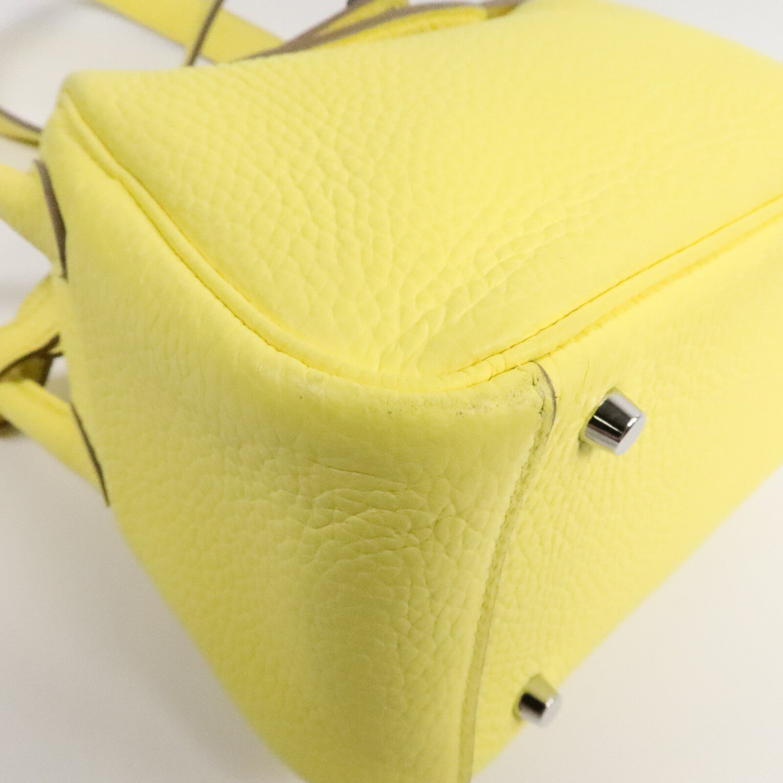 HERMES Mini Lindy金扣手挽肩背兩用袋Limoncello