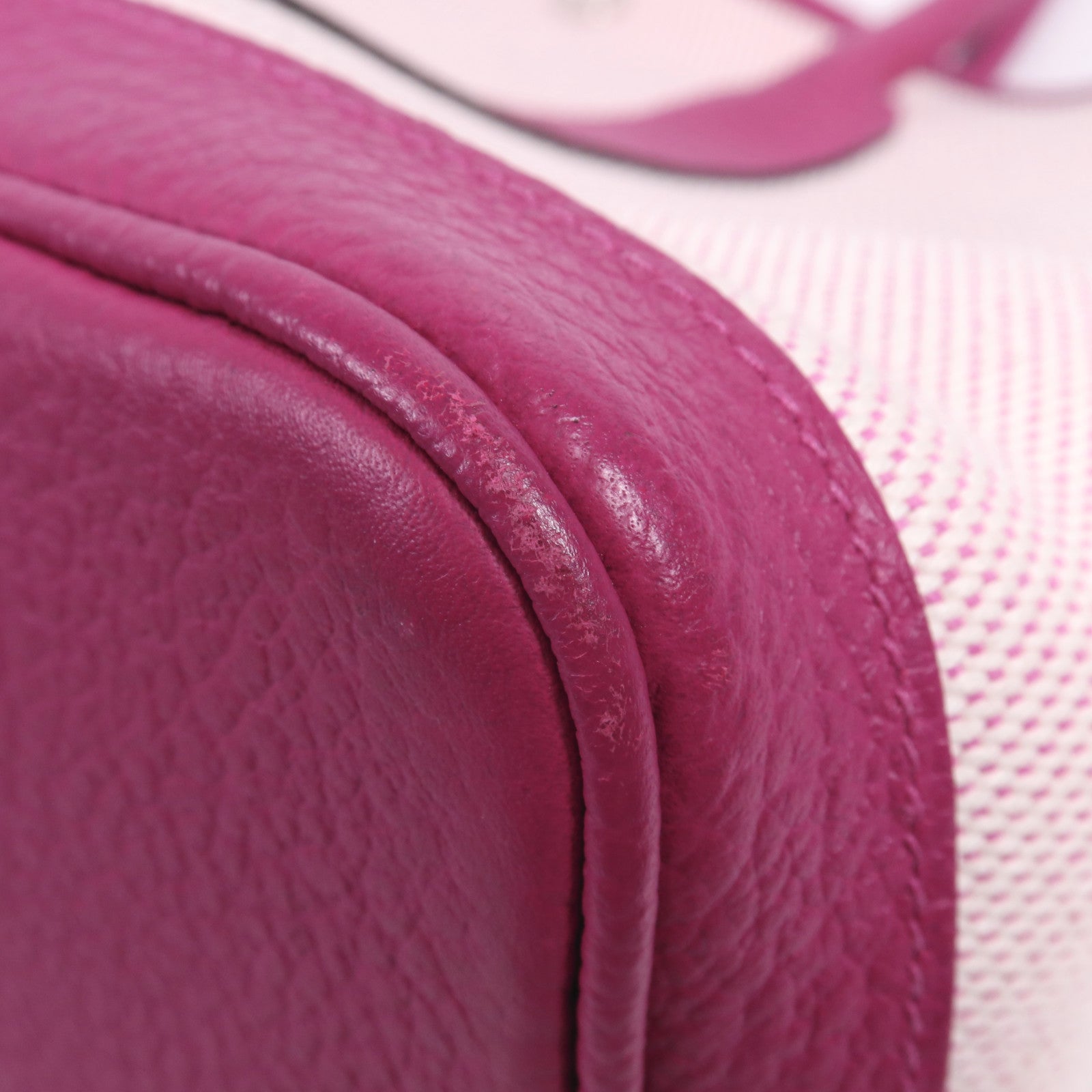 HERMES 帆布/皮革Garden Party PM銀扣手挽袋Rose Pourpre