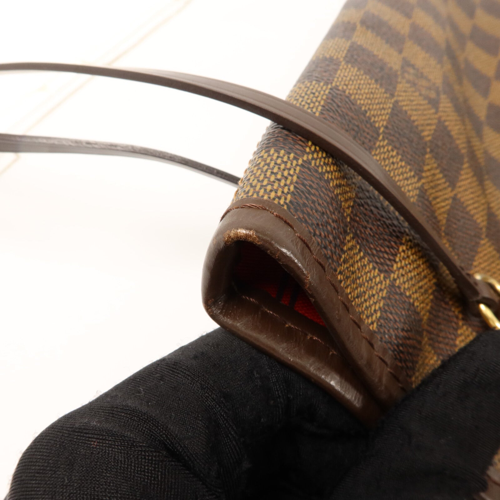 LOUIS VUITTON Damier Neverfull金扣肩背袋