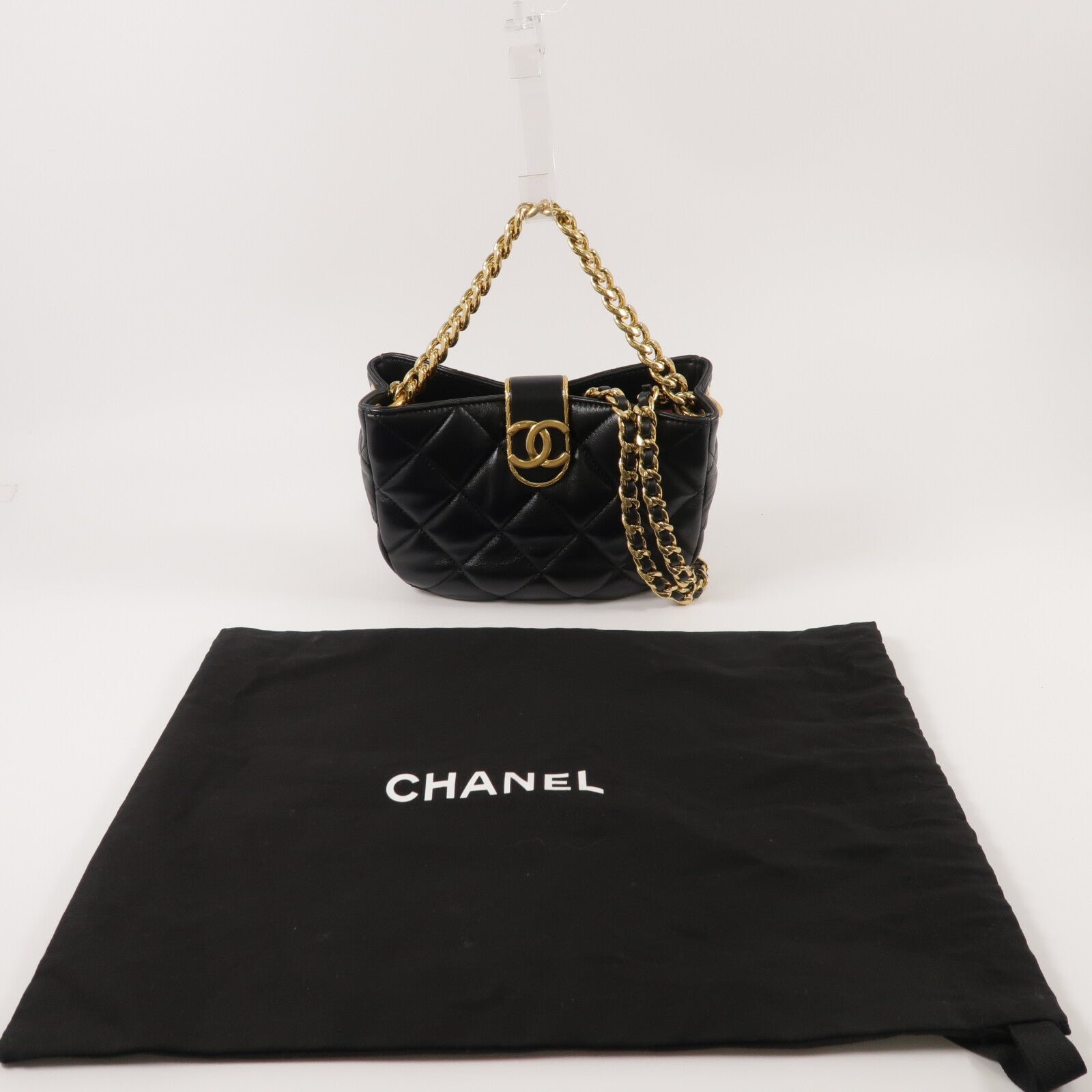 CHANEL 羊皮皮革Chain Shoulder手挽肩背兩用袋