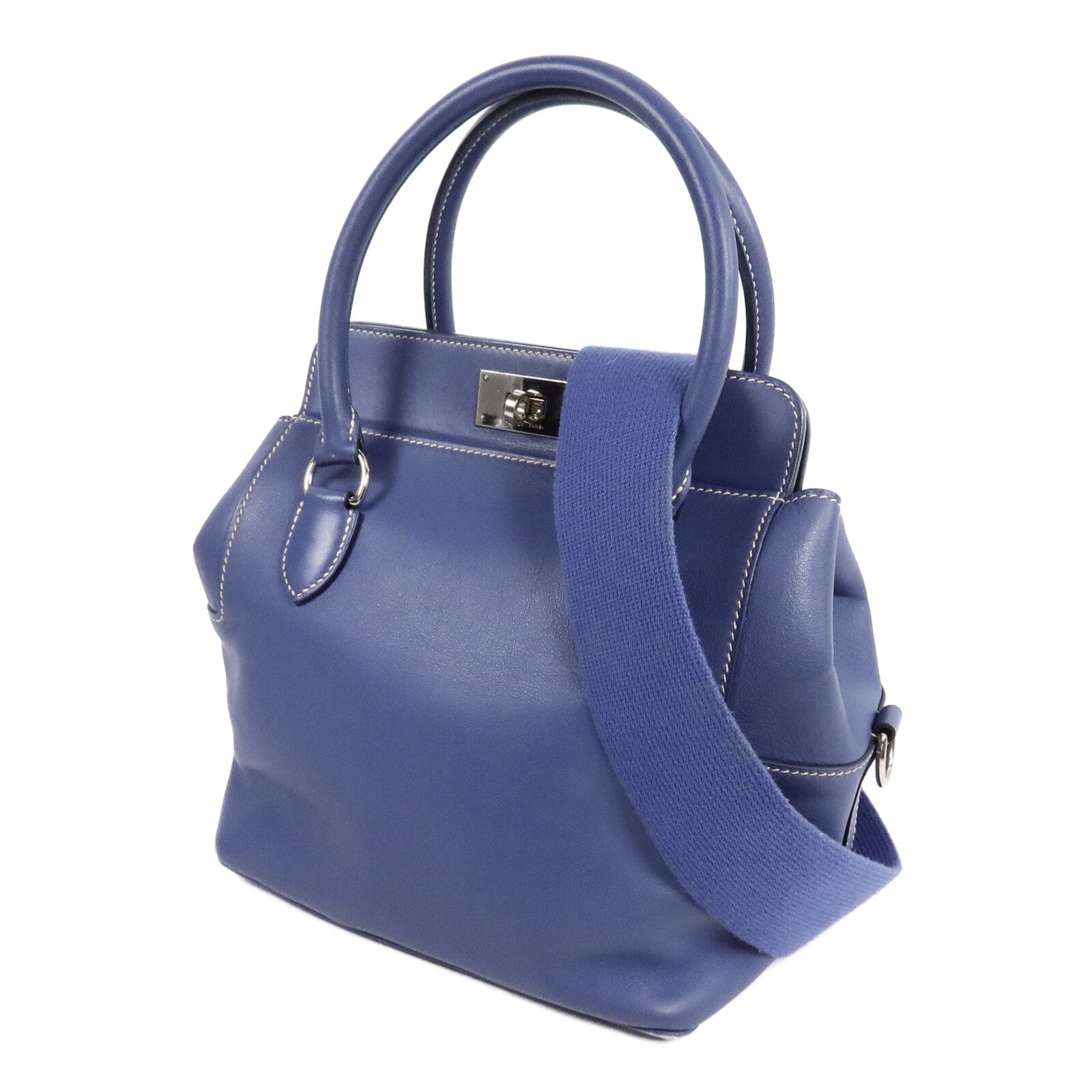 HERMES Evercolor皮革Tool Box 20手挽肩背兩用袋Bleu Agate