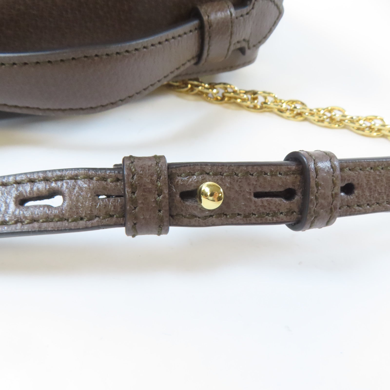 GUCCI 塗層帆布Chain Shoulder Bag金扣手挽肩背兩用袋啡色