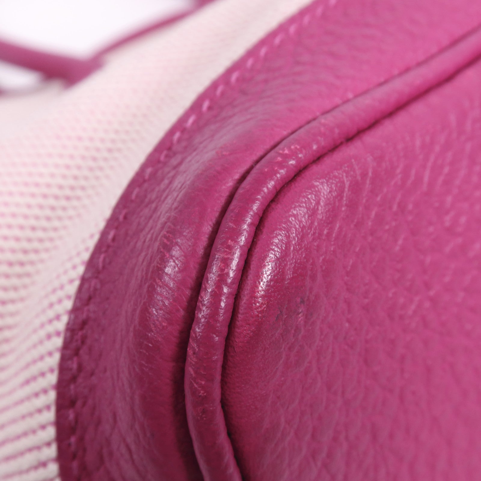 HERMES 帆布/皮革Garden Party PM銀扣手挽袋Rose Pourpre