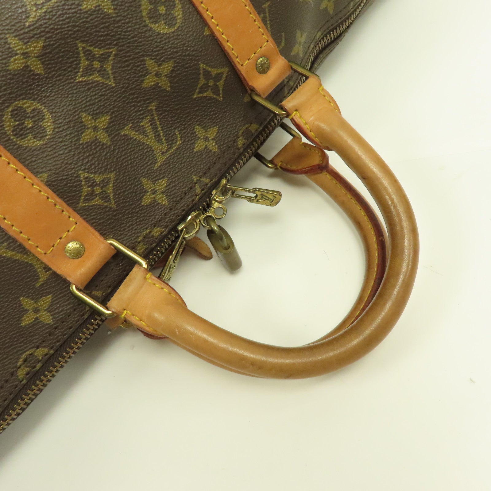 LOUIS VUITTON Monogram Keepall 55金扣波士頓包啡色