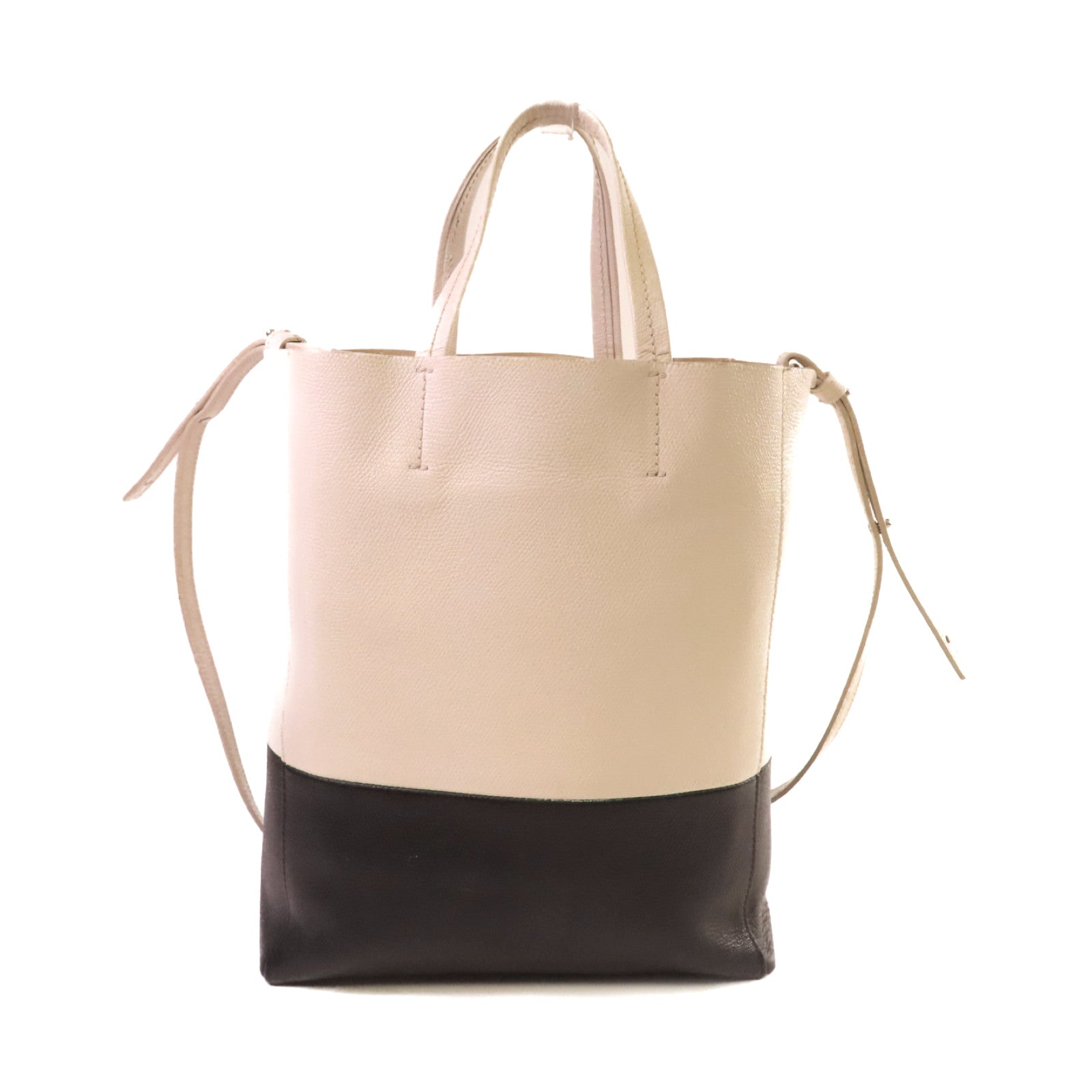 CELINE 【激減優惠】牛皮皮革Cabas Tote 2Way Shoulder Bag手挽肩背兩用袋米白色/黑色