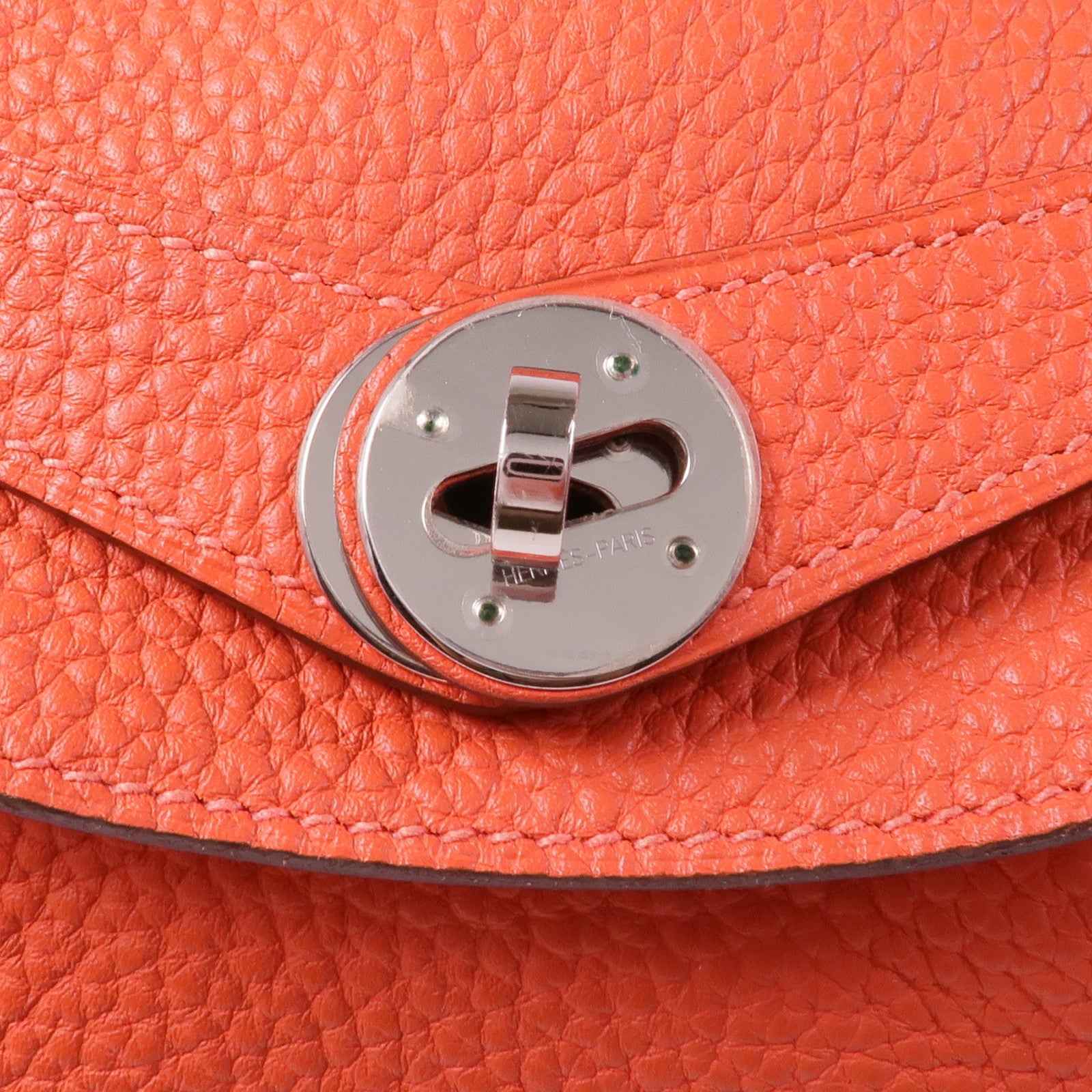 HERMES Clemence皮革Lindy 30銀扣手挽肩背兩用袋Rouge Pivoine