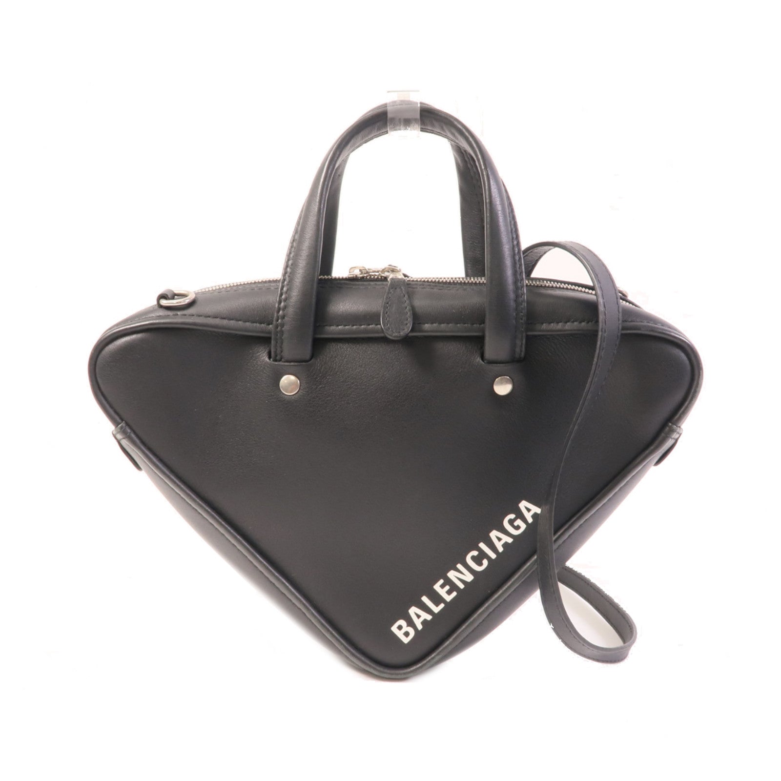 BALENCIAGA 牛皮皮革Triangle Duffle XS銀扣手挽肩背兩用袋