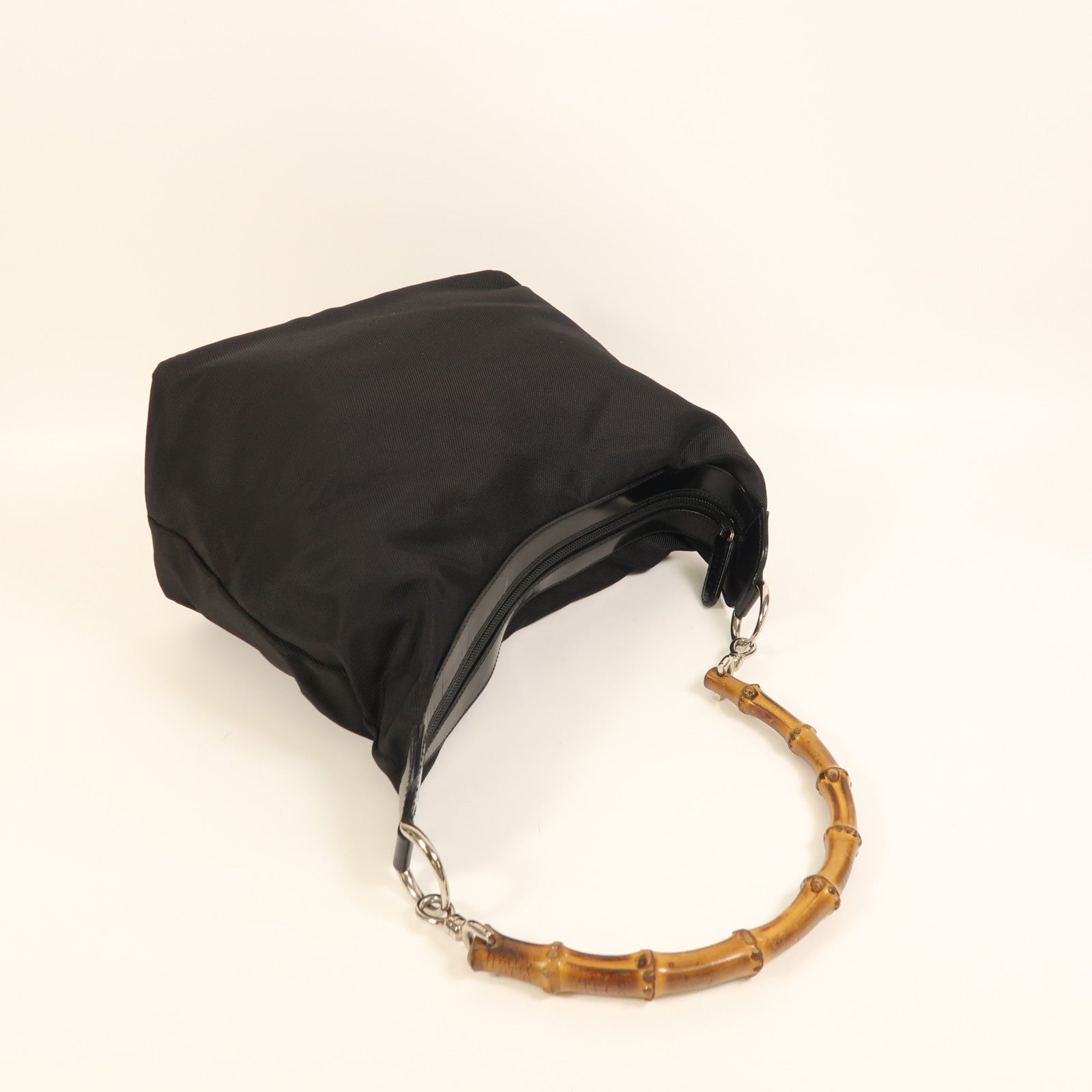 GUCCI 尼龍/漆皮皮革Shoulder Bag銀扣肩背袋