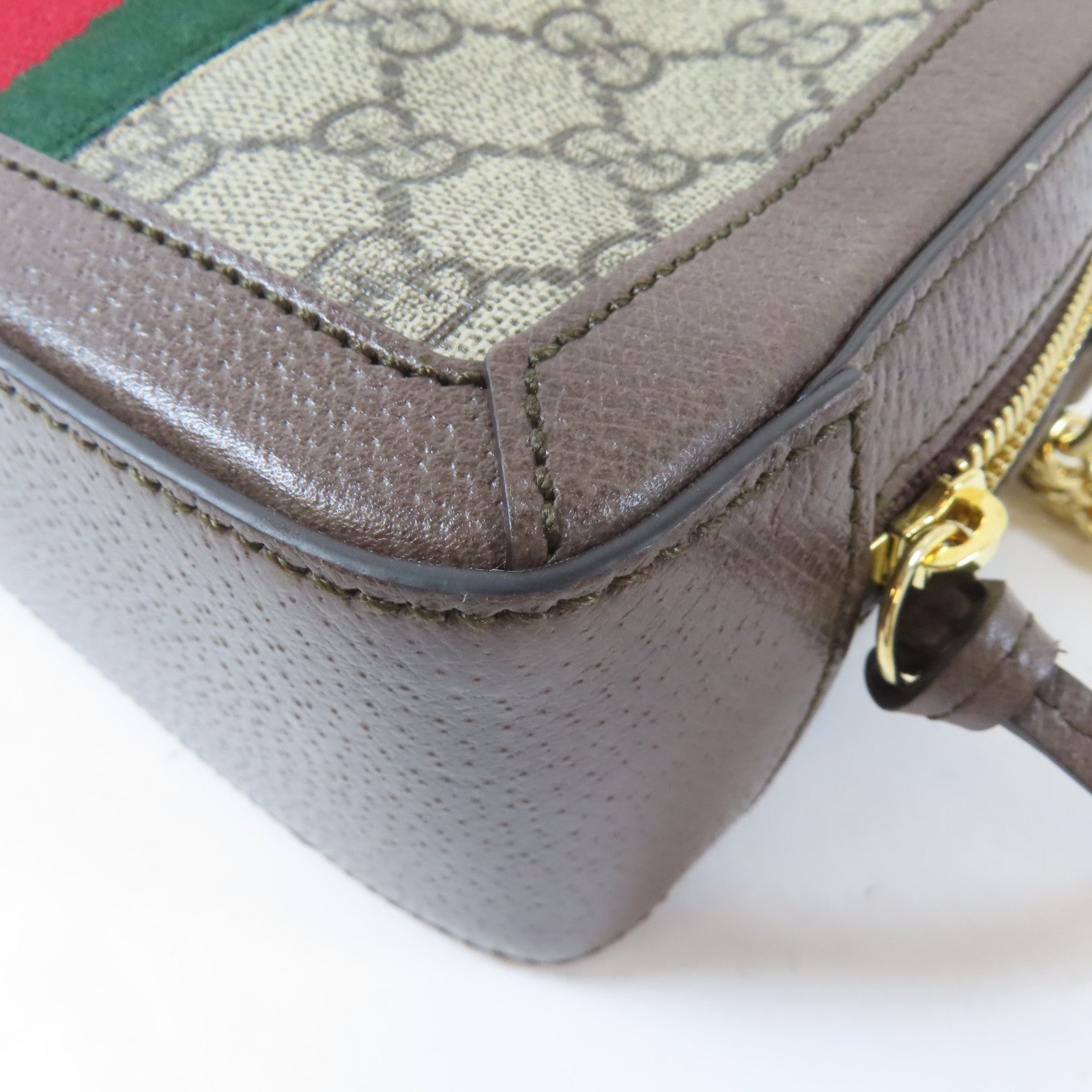 GUCCI 塗層帆布Chain Shoulder Bag金扣手挽肩背兩用袋啡色