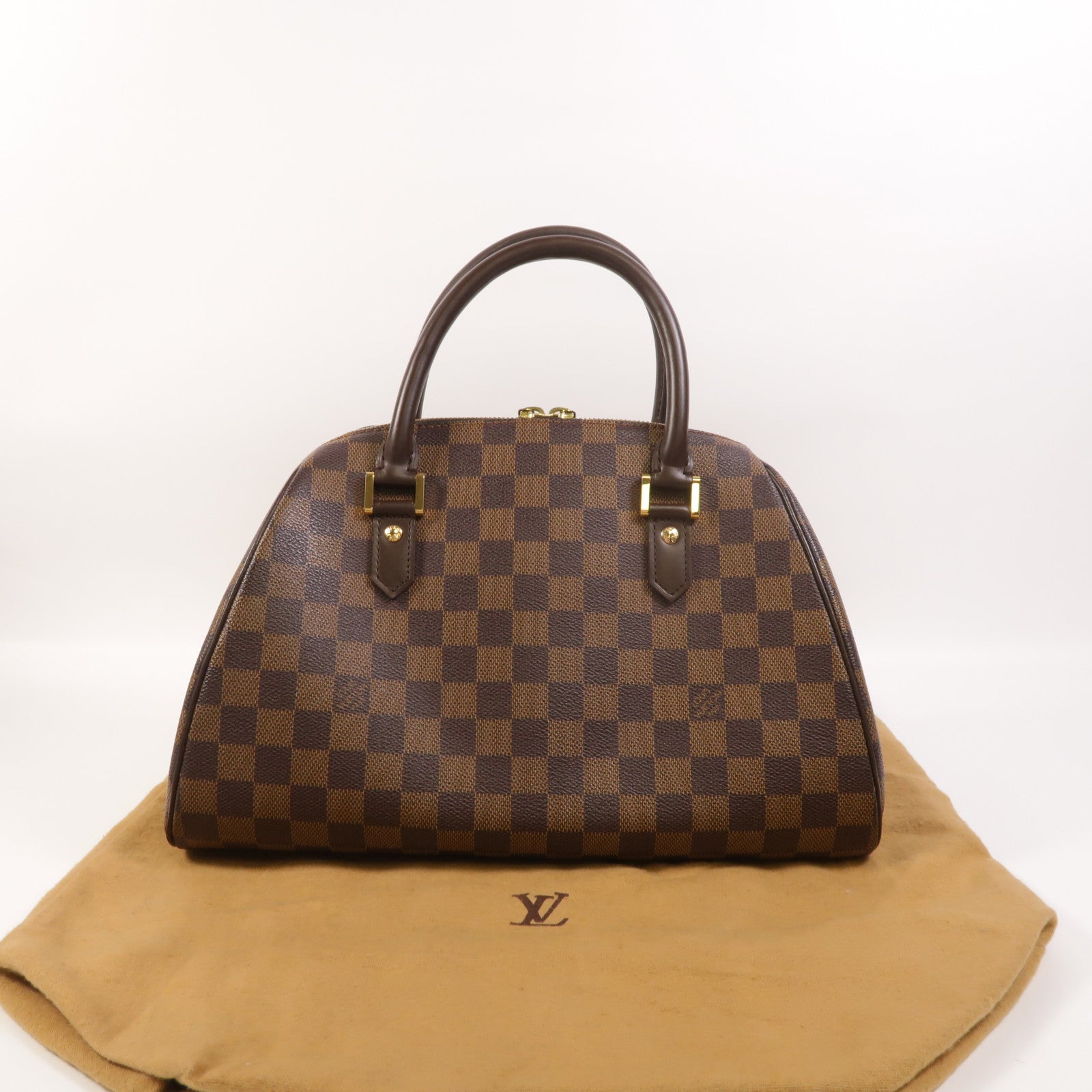 LOUIS VUITTON Damier Ribera MM金扣手挽袋