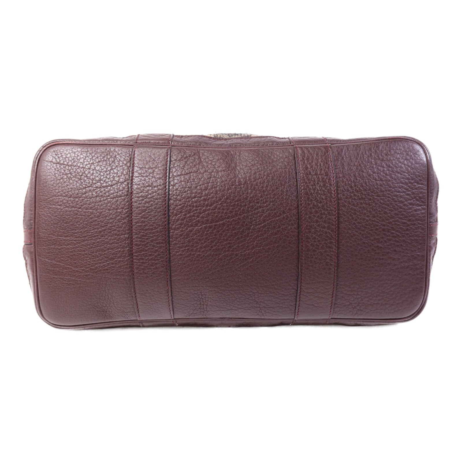 HERMES Wool Fabric/Negonda皮革Garden Party PM銀扣手挽袋Burgundy