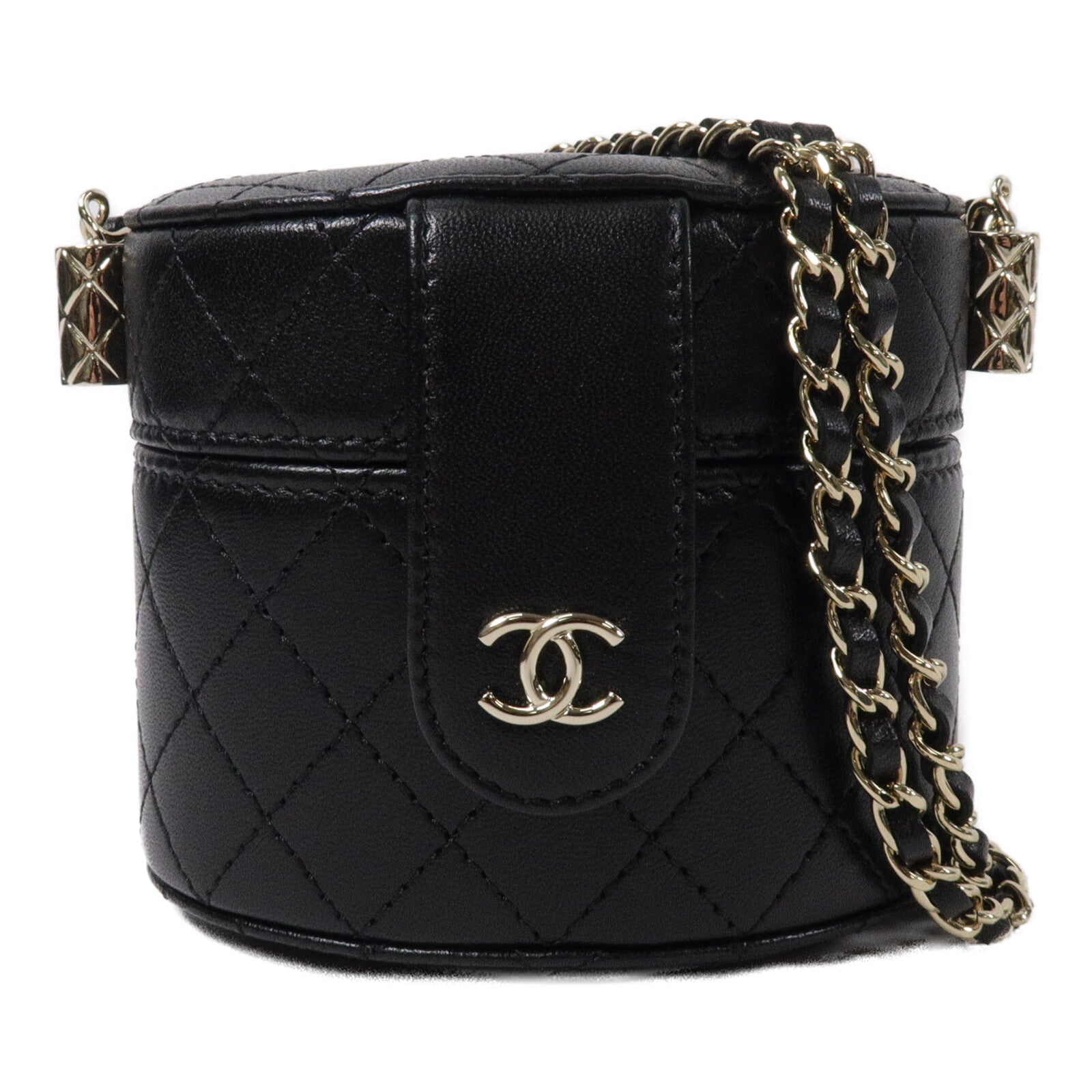 CHANEL 牛皮皮革Vanity Case鏈帶肩背袋