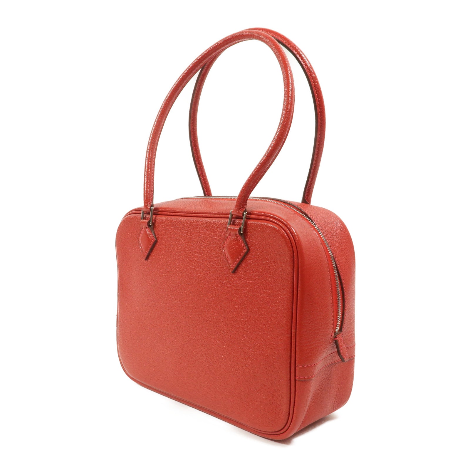HERMES Chevre皮革Mini Plume手挽袋Rouge Garance