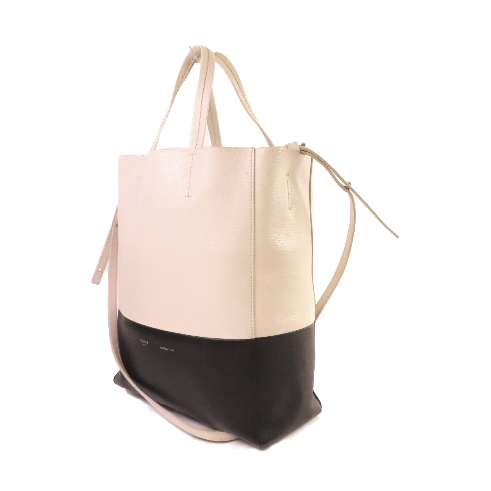 CELINE 【激減優惠】牛皮皮革Cabas Tote 2Way Shoulder Bag手挽肩背兩用袋米白色/黑色
