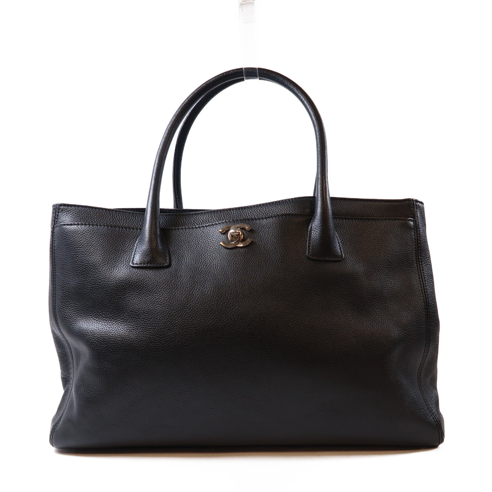 CHANEL 牛皮皮革Executive Cerf Tote Bag銀扣手挽袋黑色
